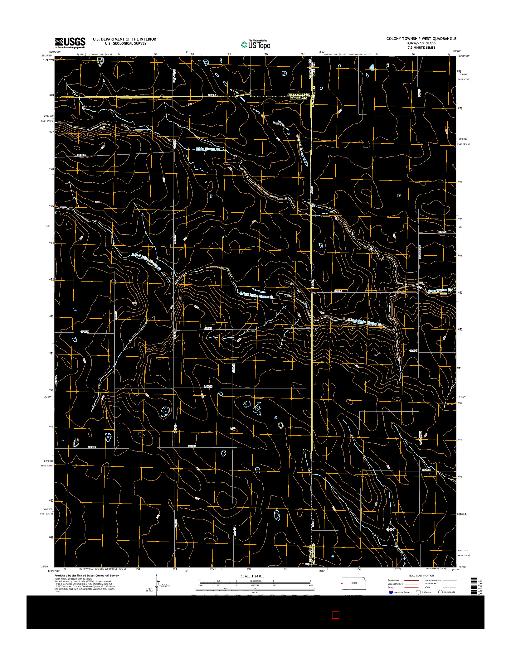 USGS US TOPO 7.5-MINUTE MAP FOR COLONY TOWNSHIP WEST, KS-CO 2016