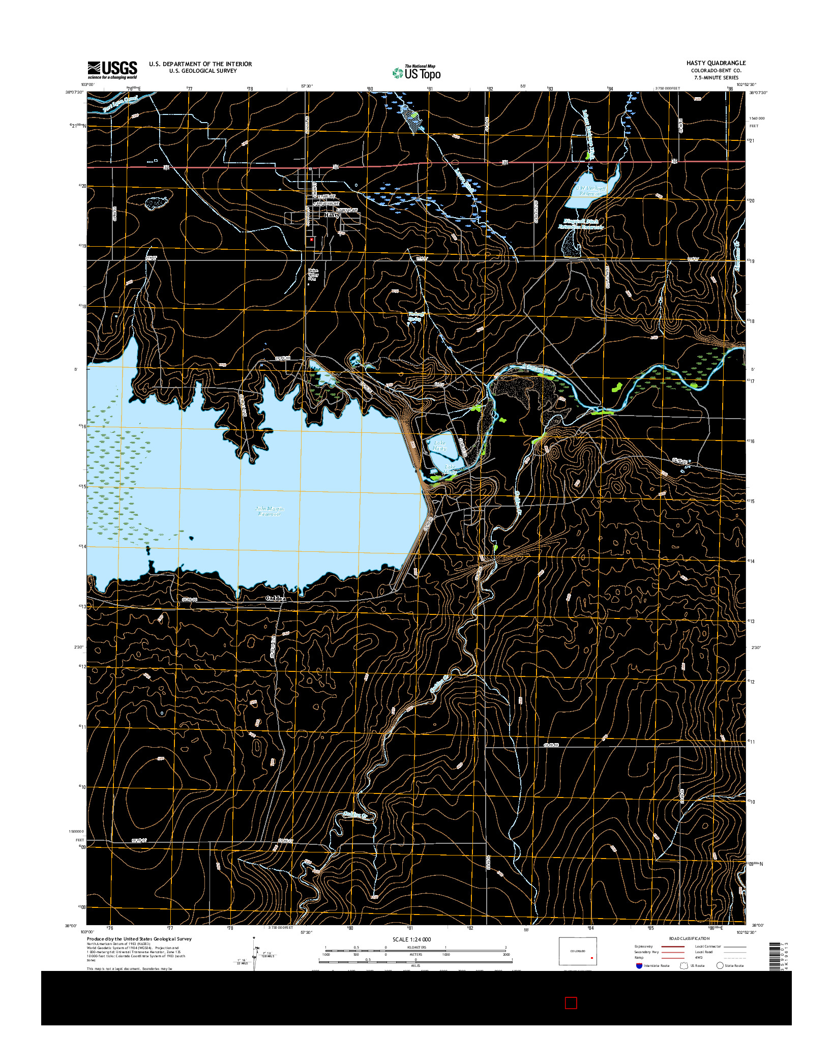 USGS US TOPO 7.5-MINUTE MAP FOR HASTY, CO 2016