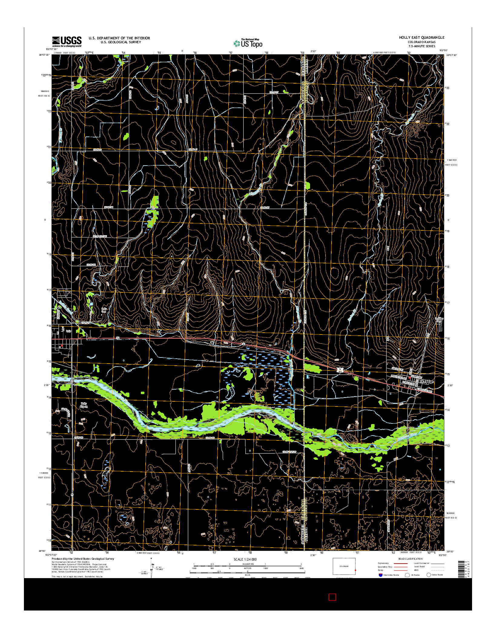 USGS US TOPO 7.5-MINUTE MAP FOR HOLLY EAST, CO-KS 2016