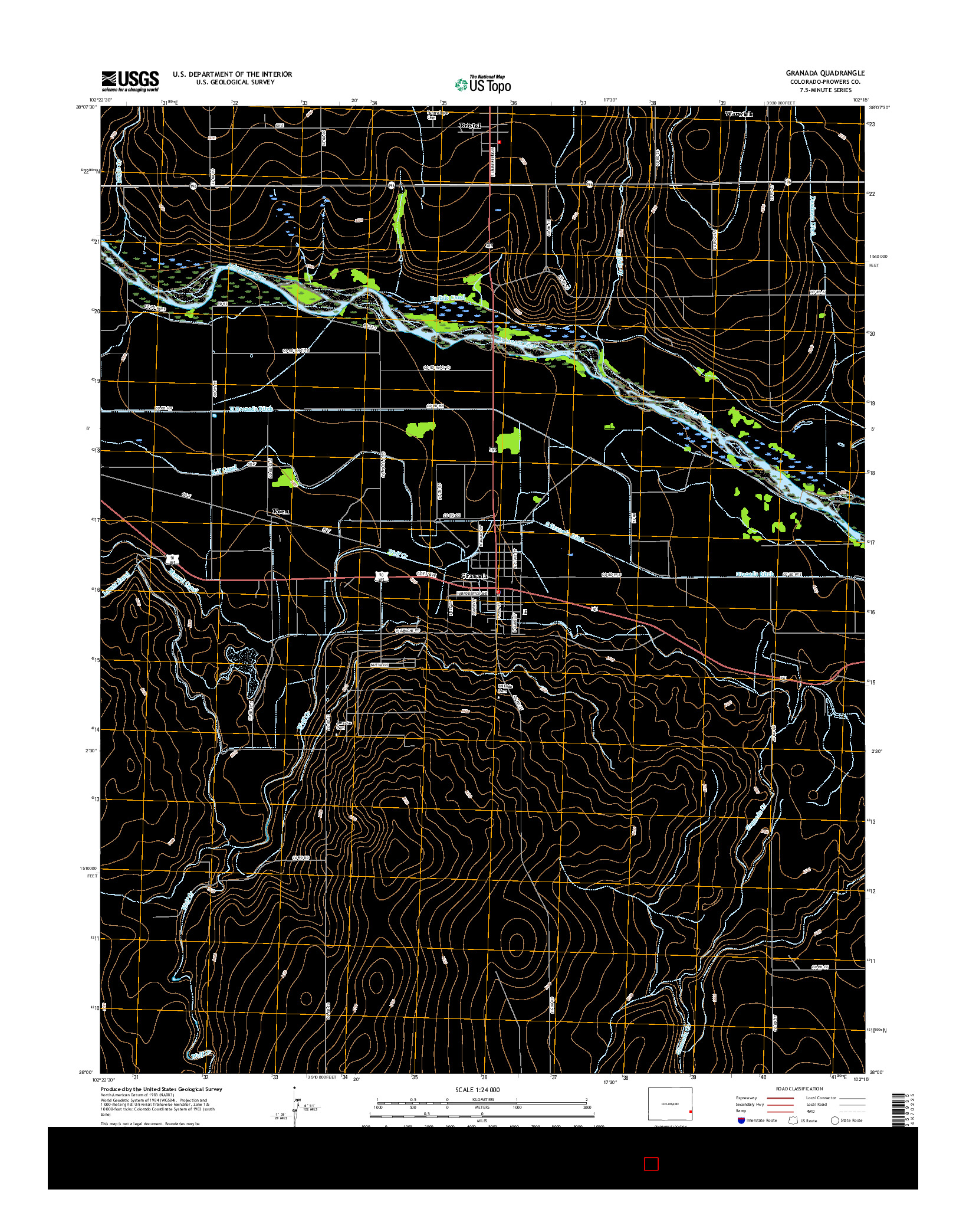 USGS US TOPO 7.5-MINUTE MAP FOR GRANADA, CO 2016