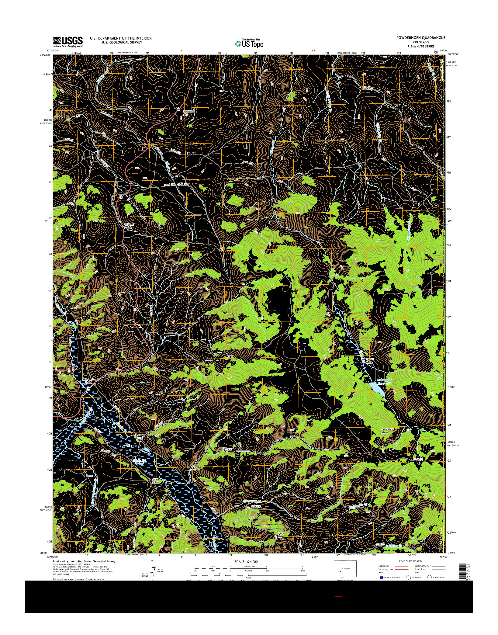 USGS US TOPO 7.5-MINUTE MAP FOR POWDERHORN, CO 2016