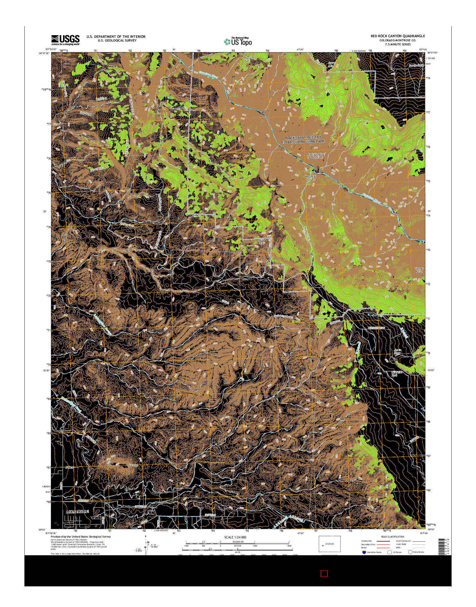 USGS US TOPO 7.5-MINUTE MAP FOR RED ROCK CANYON, CO 2016