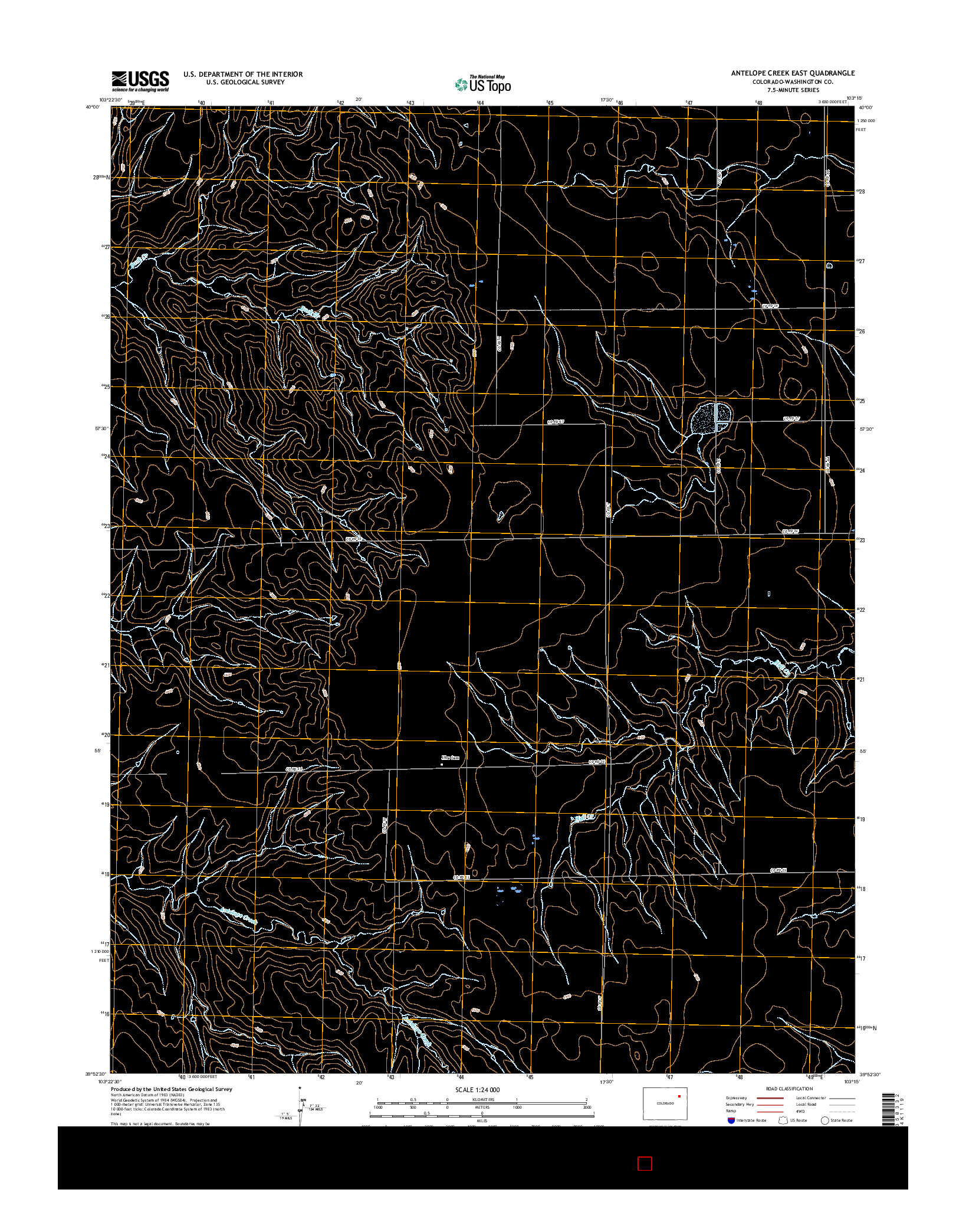 USGS US TOPO 7.5-MINUTE MAP FOR ANTELOPE CREEK EAST, CO 2016