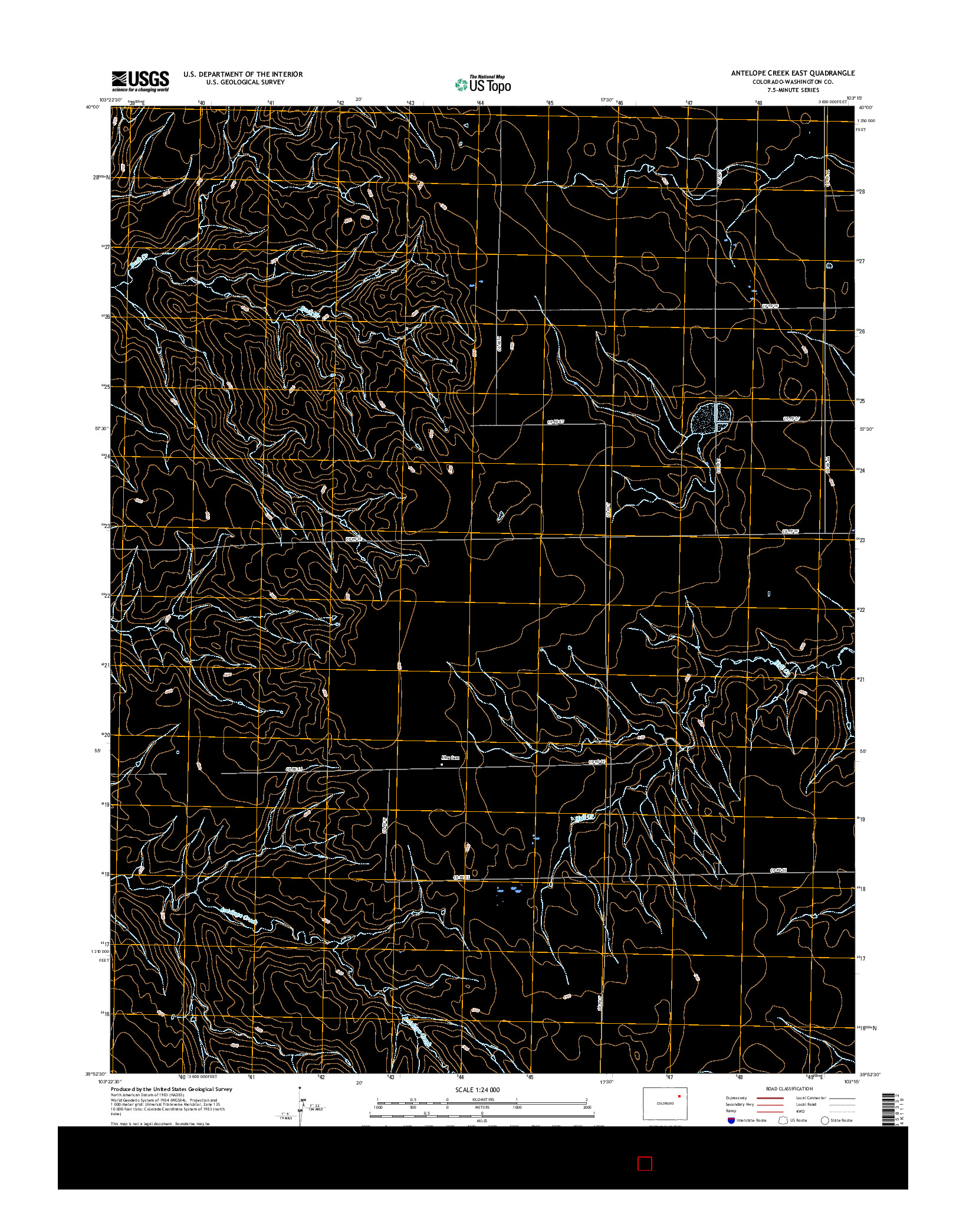 USGS US TOPO 7.5-MINUTE MAP FOR ANTELOPE CREEK EAST, CO 2016