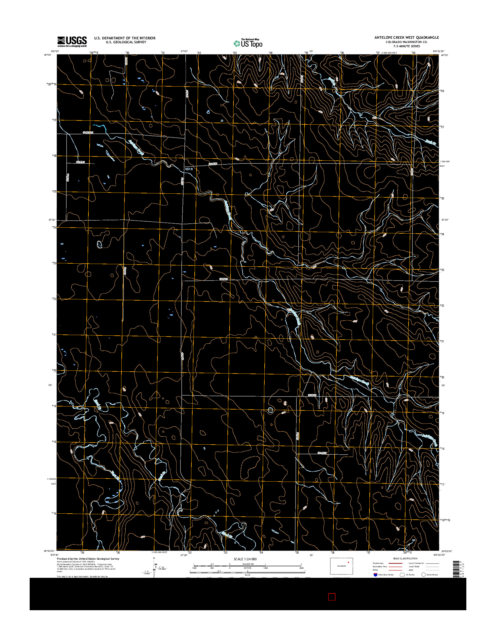 USGS US TOPO 7.5-MINUTE MAP FOR ANTELOPE CREEK WEST, CO 2016