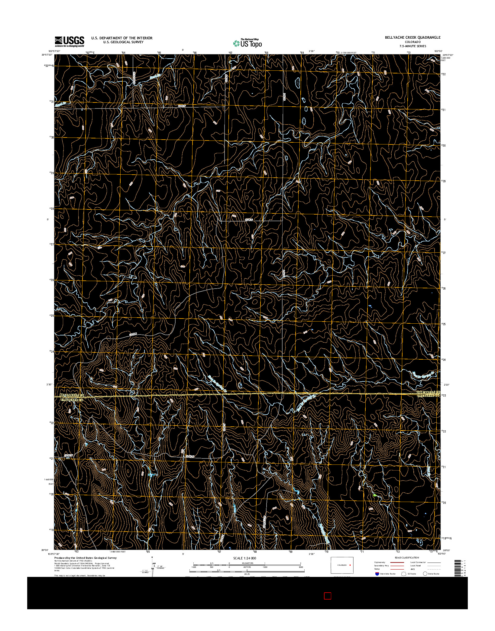 USGS US TOPO 7.5-MINUTE MAP FOR BELLYACHE CREEK, CO 2016