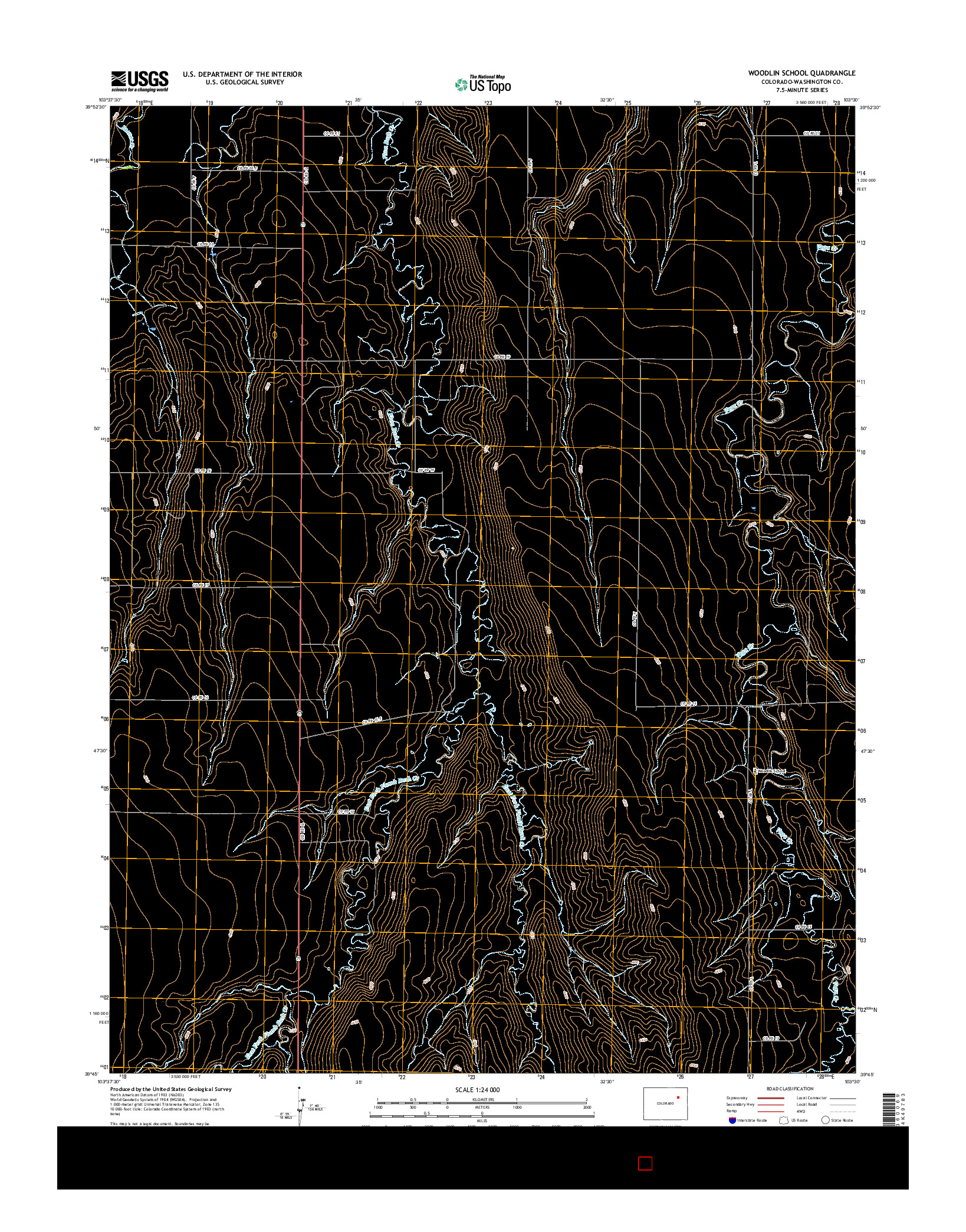 USGS US TOPO 7.5-MINUTE MAP FOR WOODLIN SCHOOL, CO 2016