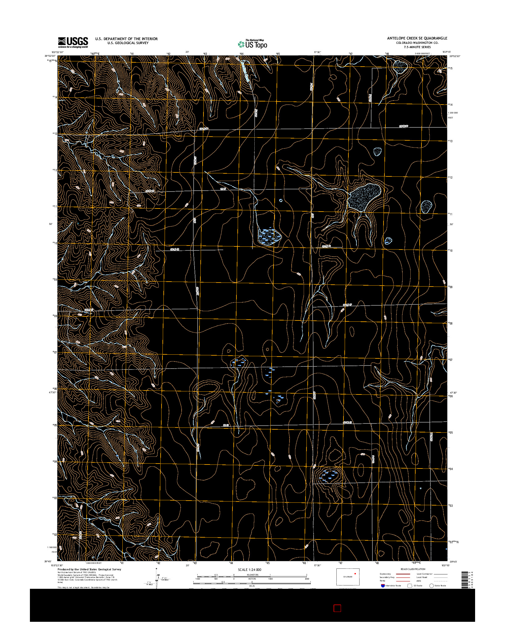 USGS US TOPO 7.5-MINUTE MAP FOR ANTELOPE CREEK SE, CO 2016