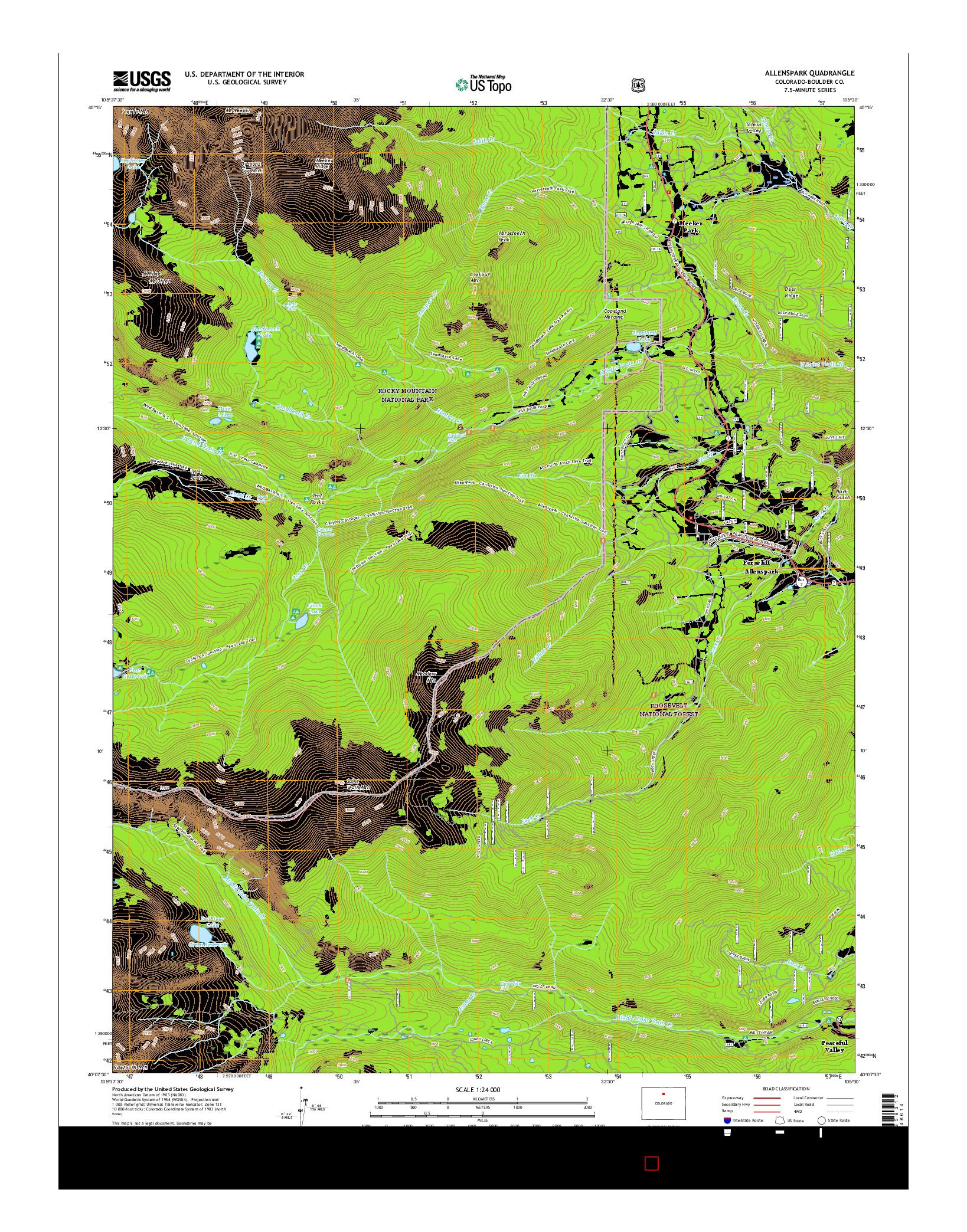 USGS US TOPO 7.5-MINUTE MAP FOR ALLENSPARK, CO 2016