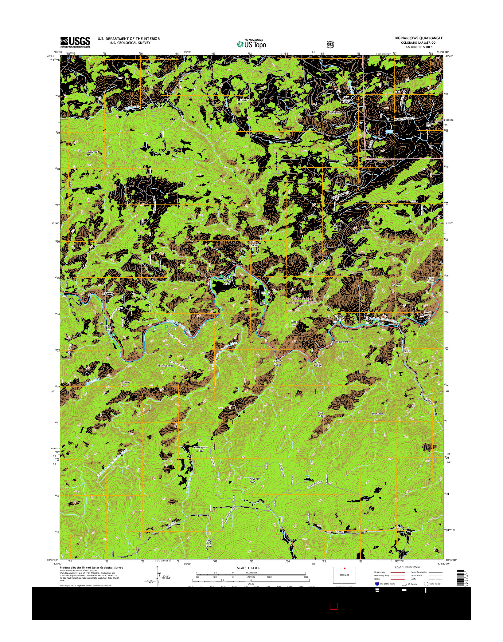 USGS US TOPO 7.5-MINUTE MAP FOR BIG NARROWS, CO 2016