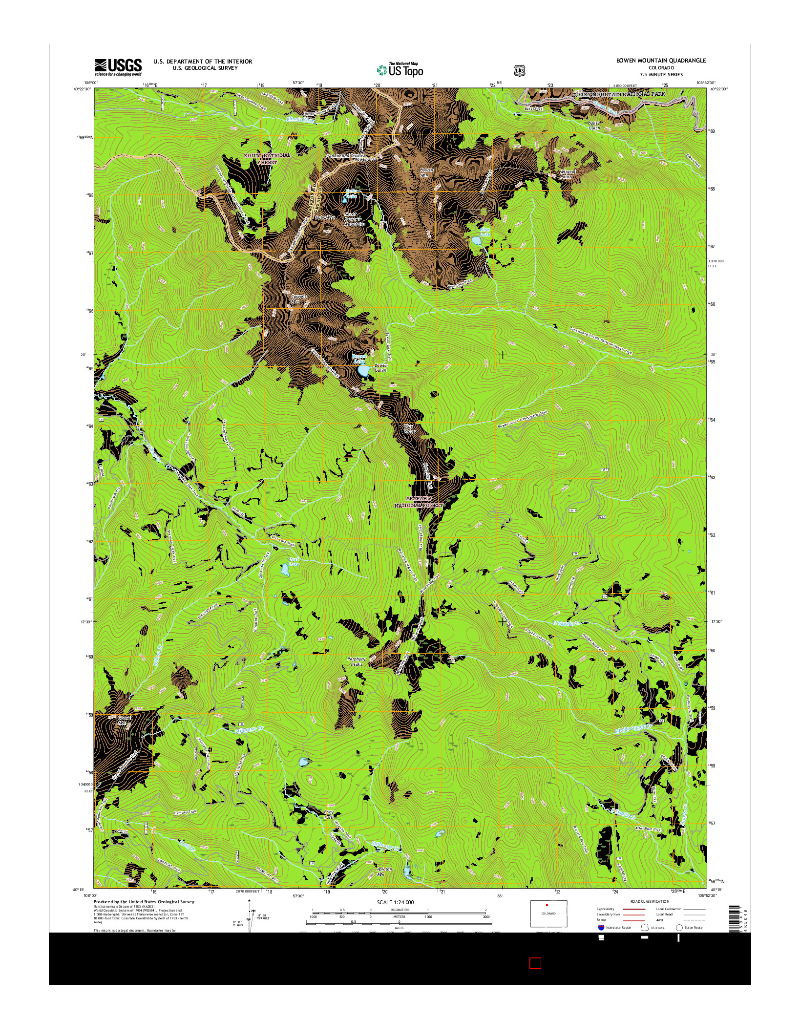 USGS US TOPO 7.5-MINUTE MAP FOR BOWEN MOUNTAIN, CO 2016