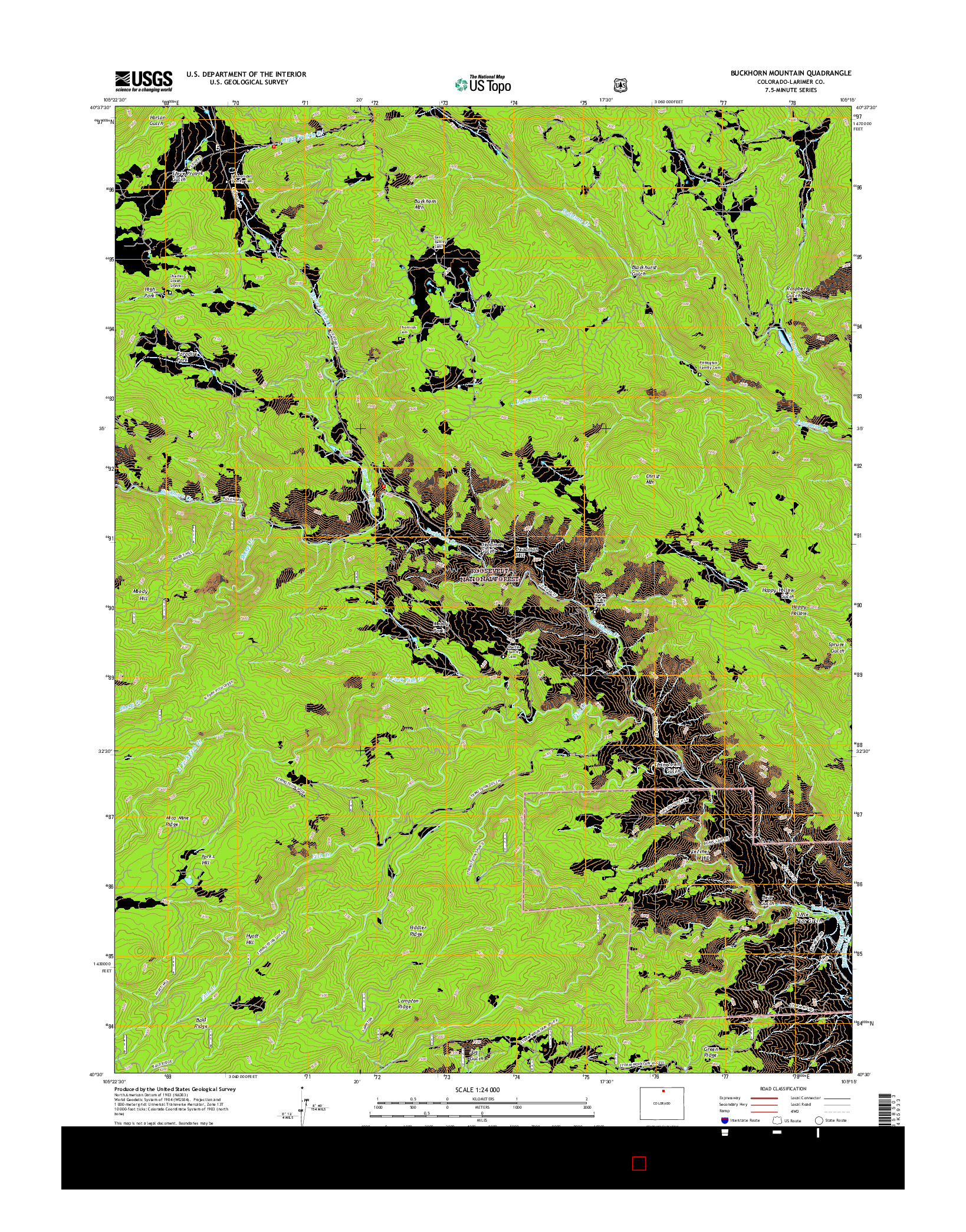 USGS US TOPO 7.5-MINUTE MAP FOR BUCKHORN MOUNTAIN, CO 2016
