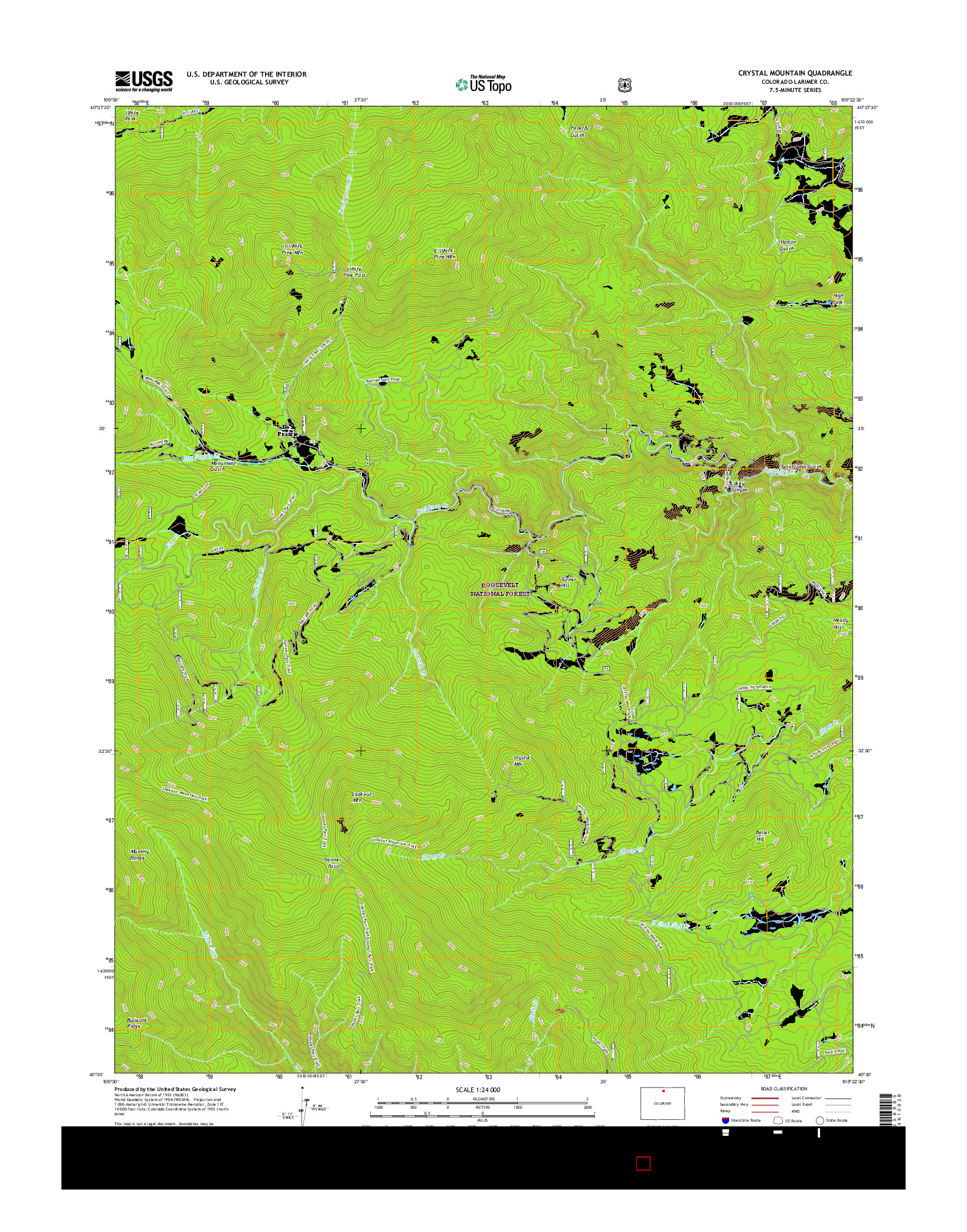 USGS US TOPO 7.5-MINUTE MAP FOR CRYSTAL MOUNTAIN, CO 2016