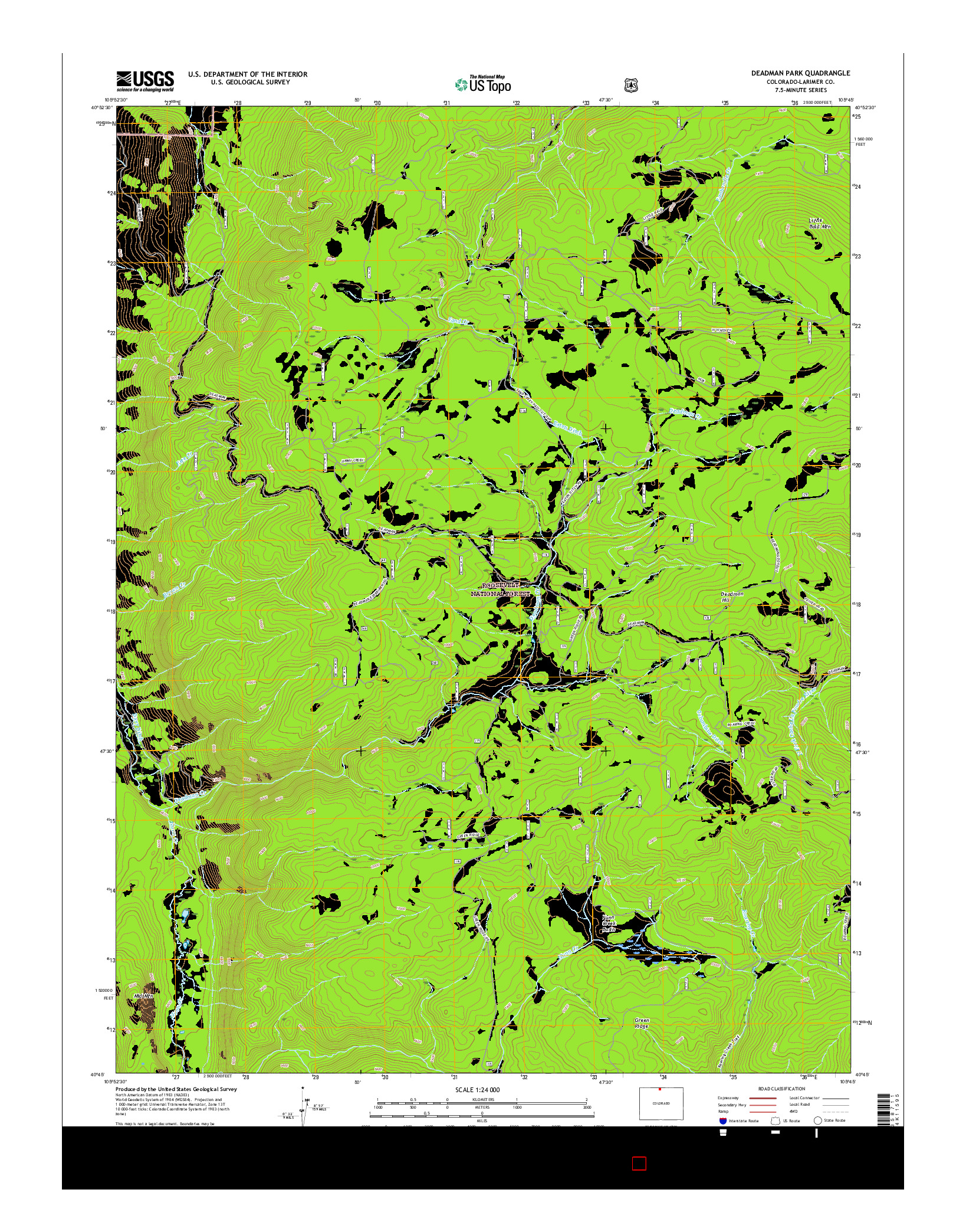 USGS US TOPO 7.5-MINUTE MAP FOR DEADMAN PARK, CO 2016