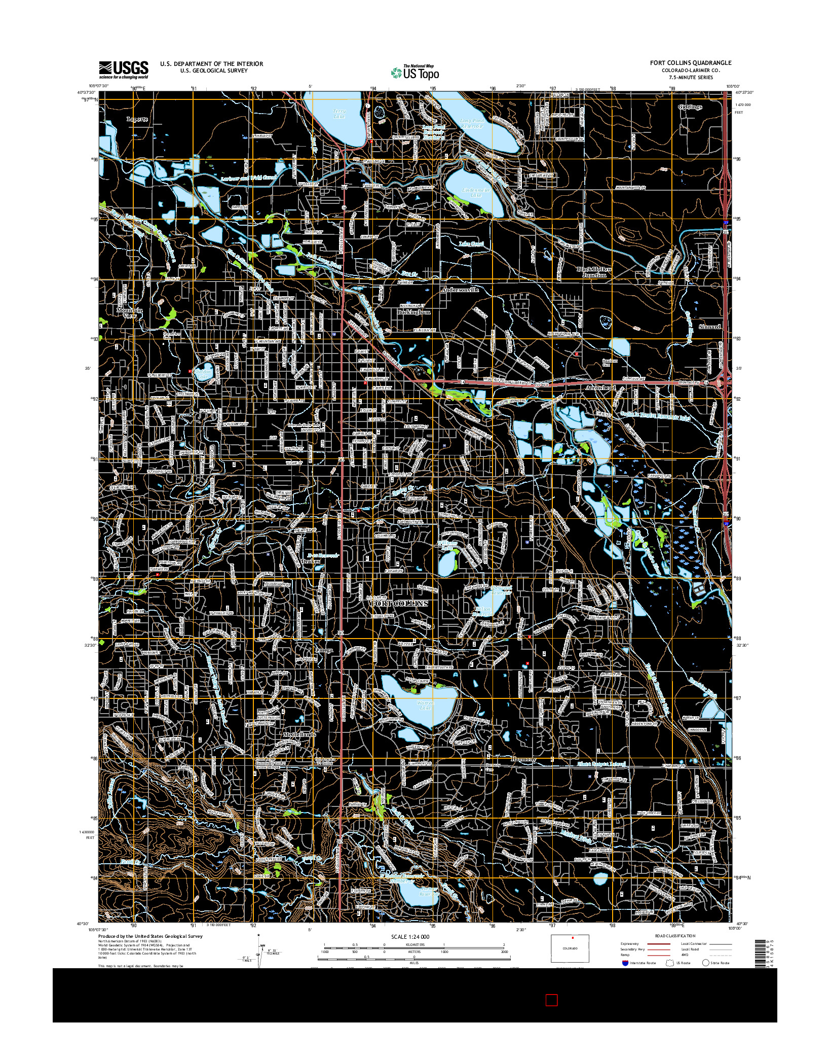 USGS US TOPO 7.5-MINUTE MAP FOR FORT COLLINS, CO 2016