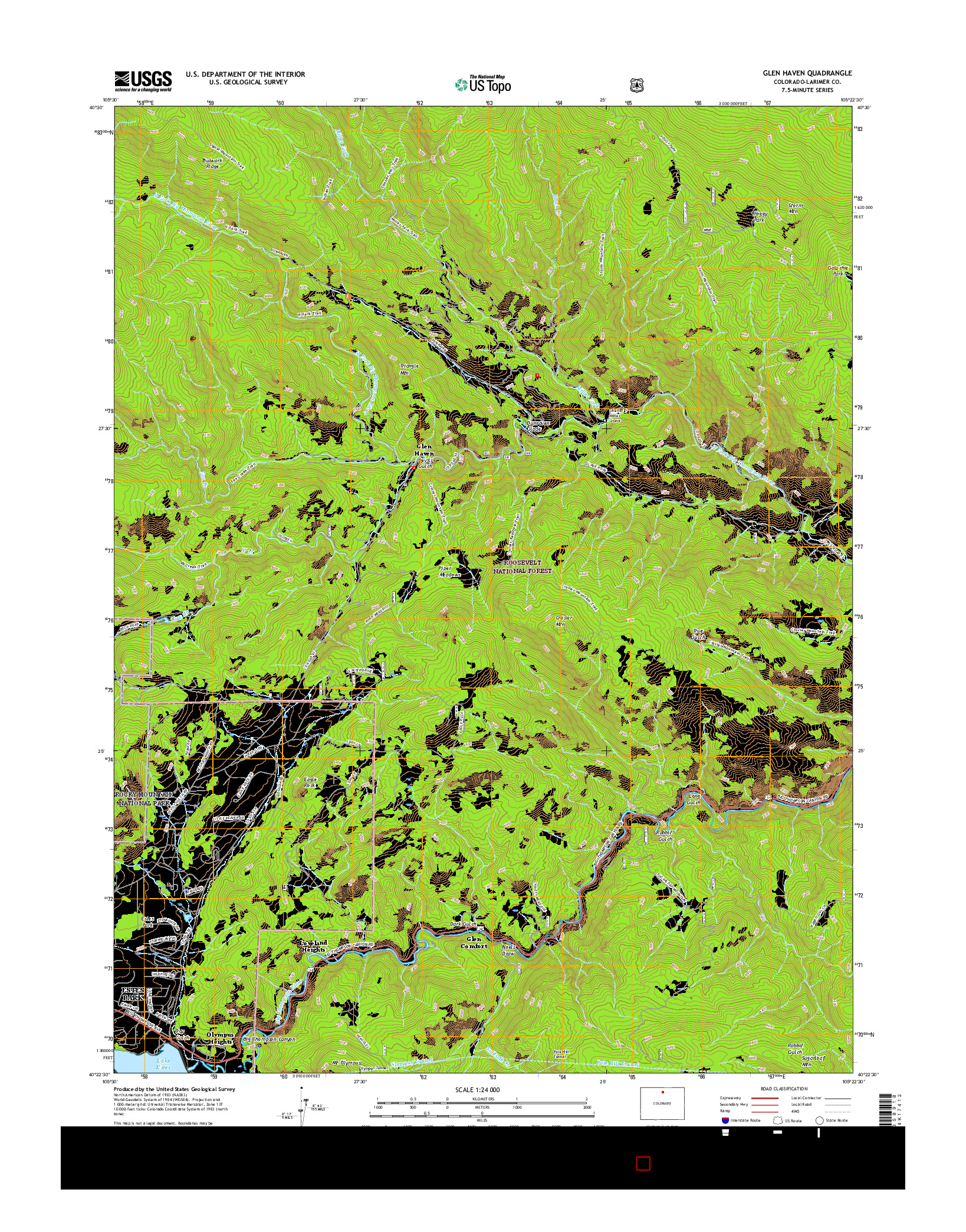 USGS US TOPO 7.5-MINUTE MAP FOR GLEN HAVEN, CO 2016