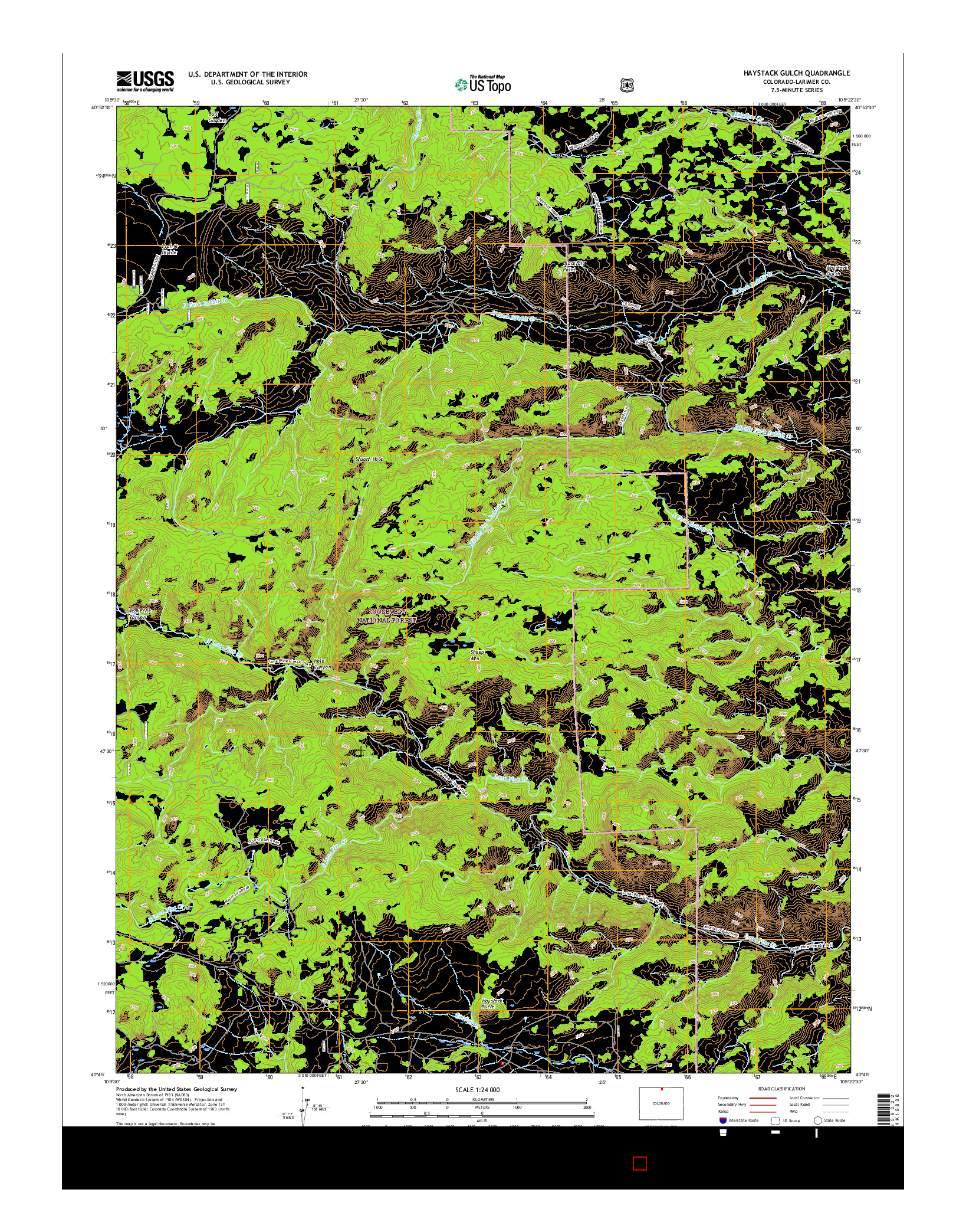 USGS US TOPO 7.5-MINUTE MAP FOR HAYSTACK GULCH, CO 2016