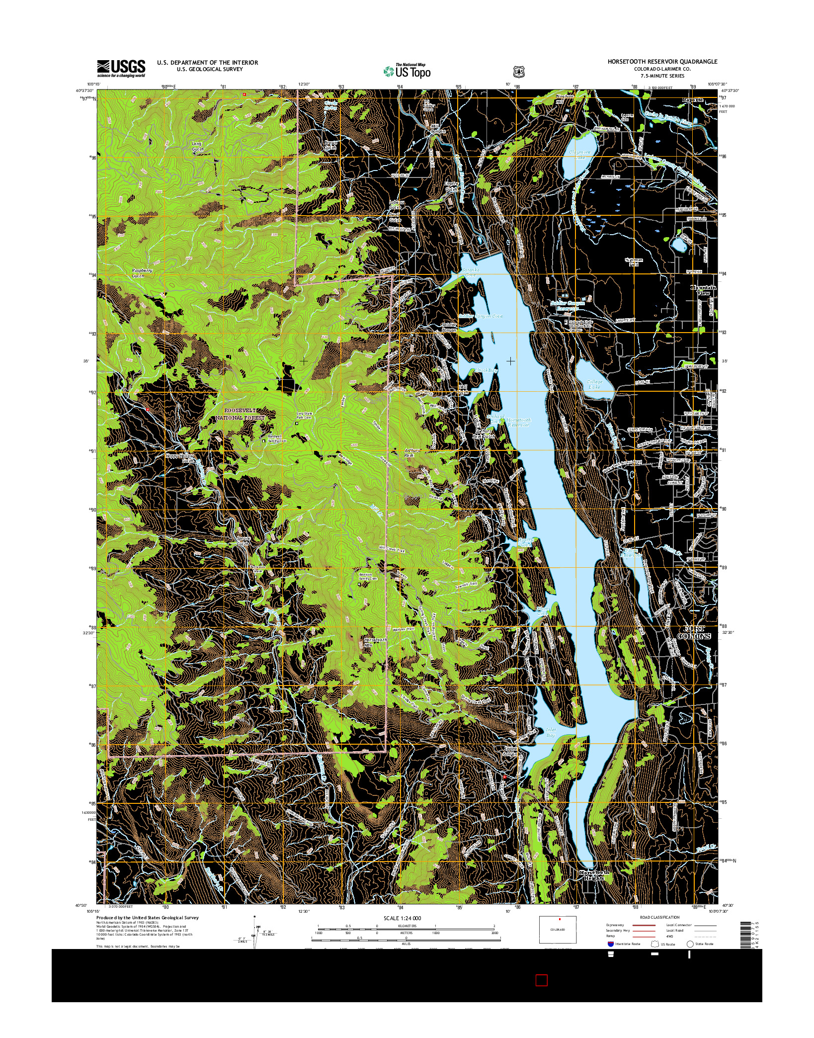 USGS US TOPO 7.5-MINUTE MAP FOR HORSETOOTH RESERVOIR, CO 2016