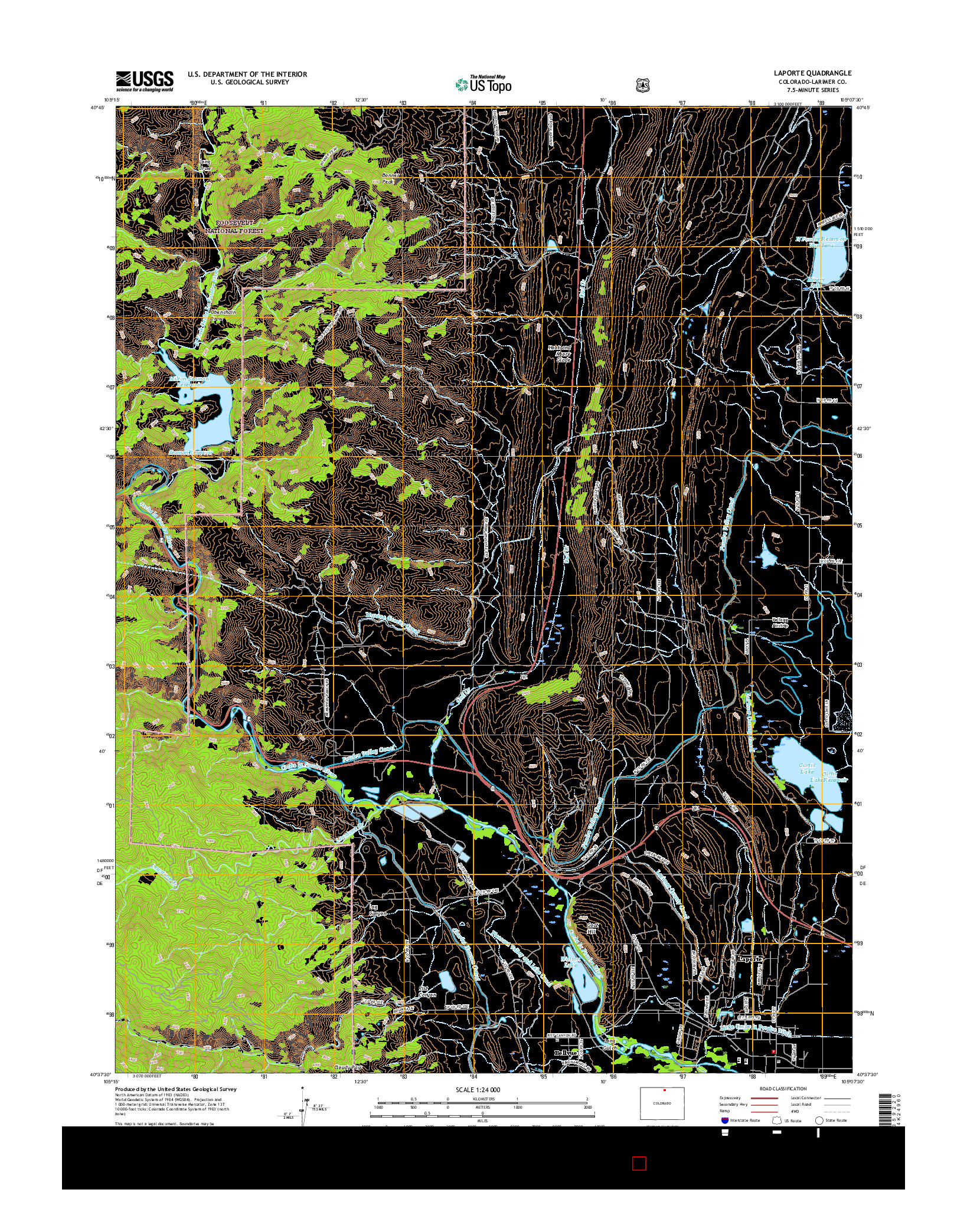 USGS US TOPO 7.5-MINUTE MAP FOR LAPORTE, CO 2016