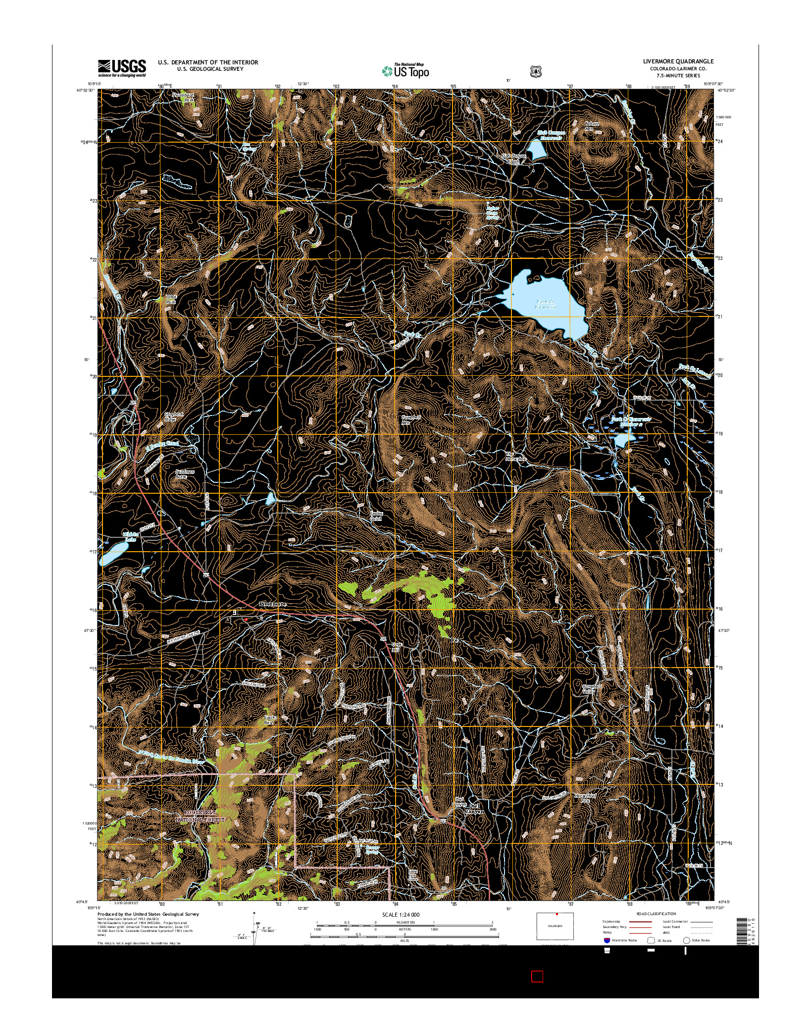 USGS US TOPO 7.5-MINUTE MAP FOR LIVERMORE, CO 2016