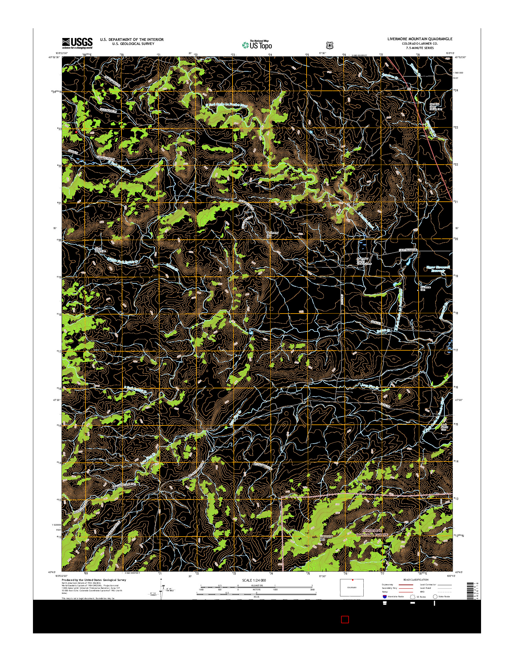 USGS US TOPO 7.5-MINUTE MAP FOR LIVERMORE MOUNTAIN, CO 2016