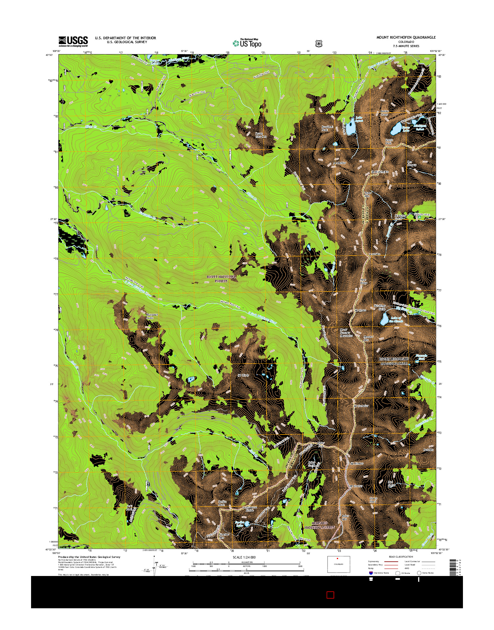 USGS US TOPO 7.5-MINUTE MAP FOR MOUNT RICHTHOFEN, CO 2016
