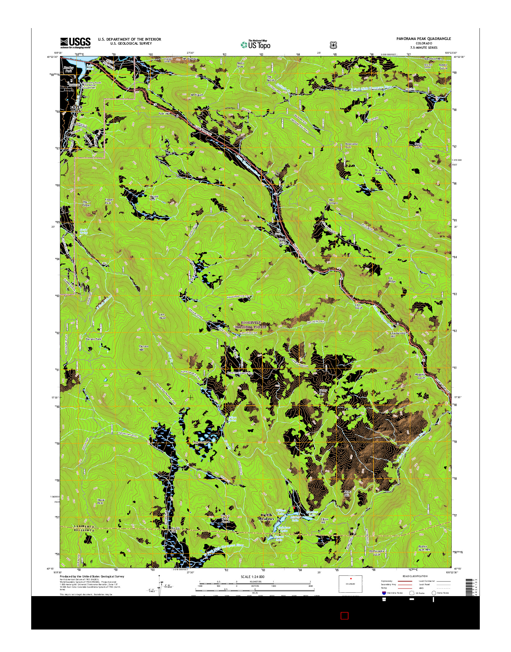 USGS US TOPO 7.5-MINUTE MAP FOR PANORAMA PEAK, CO 2016