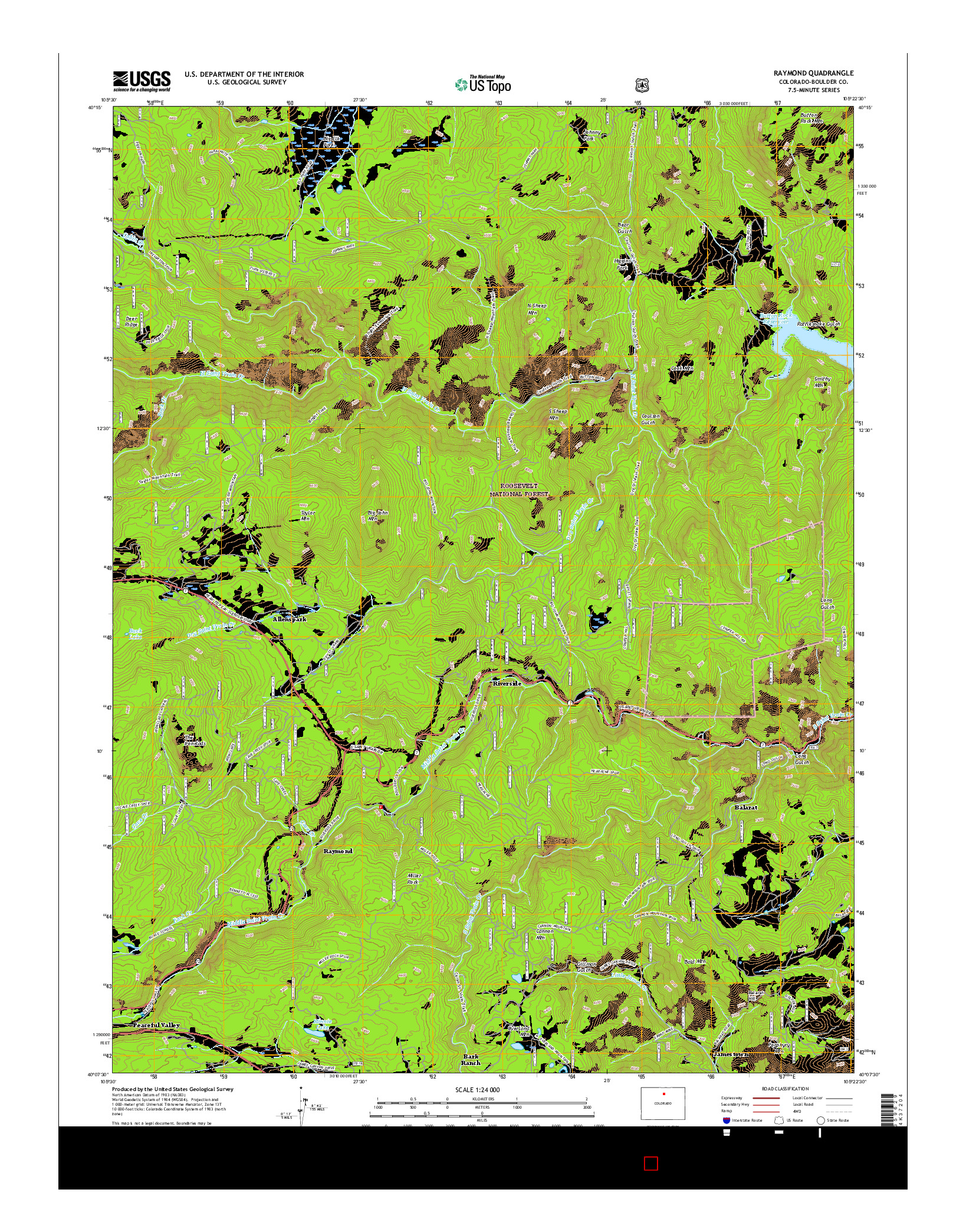 USGS US TOPO 7.5-MINUTE MAP FOR RAYMOND, CO 2016