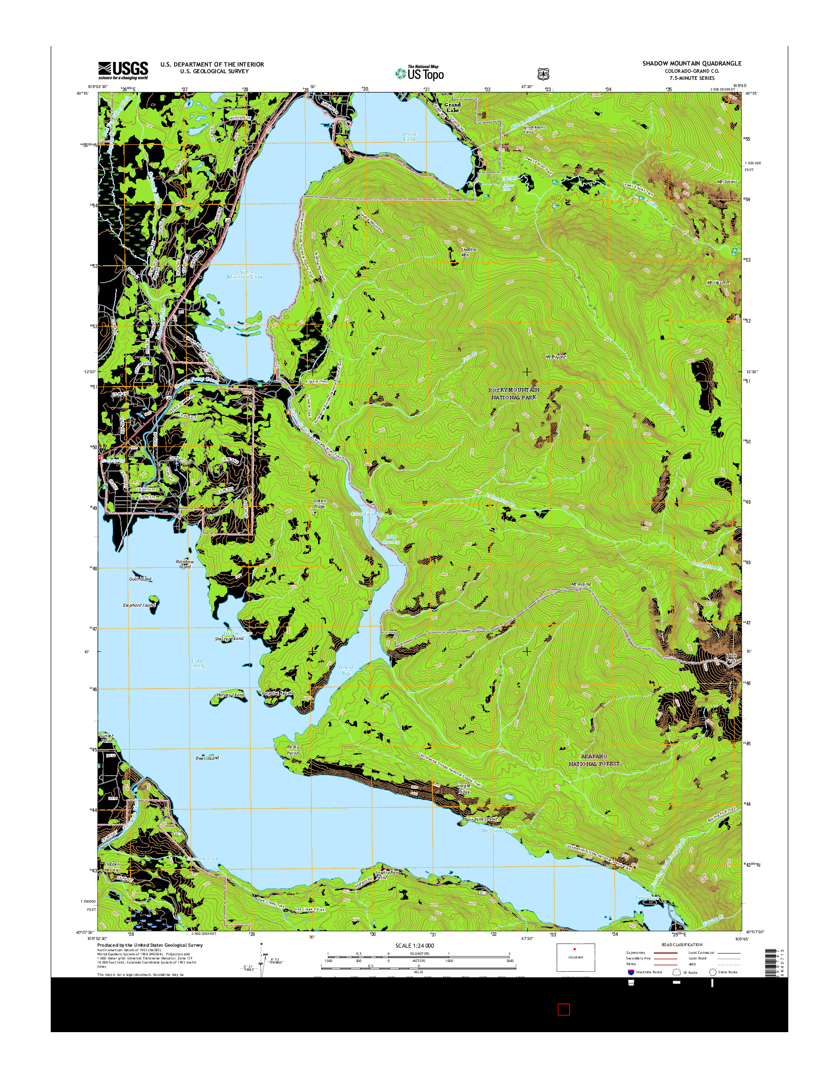 USGS US TOPO 7.5-MINUTE MAP FOR SHADOW MOUNTAIN, CO 2016