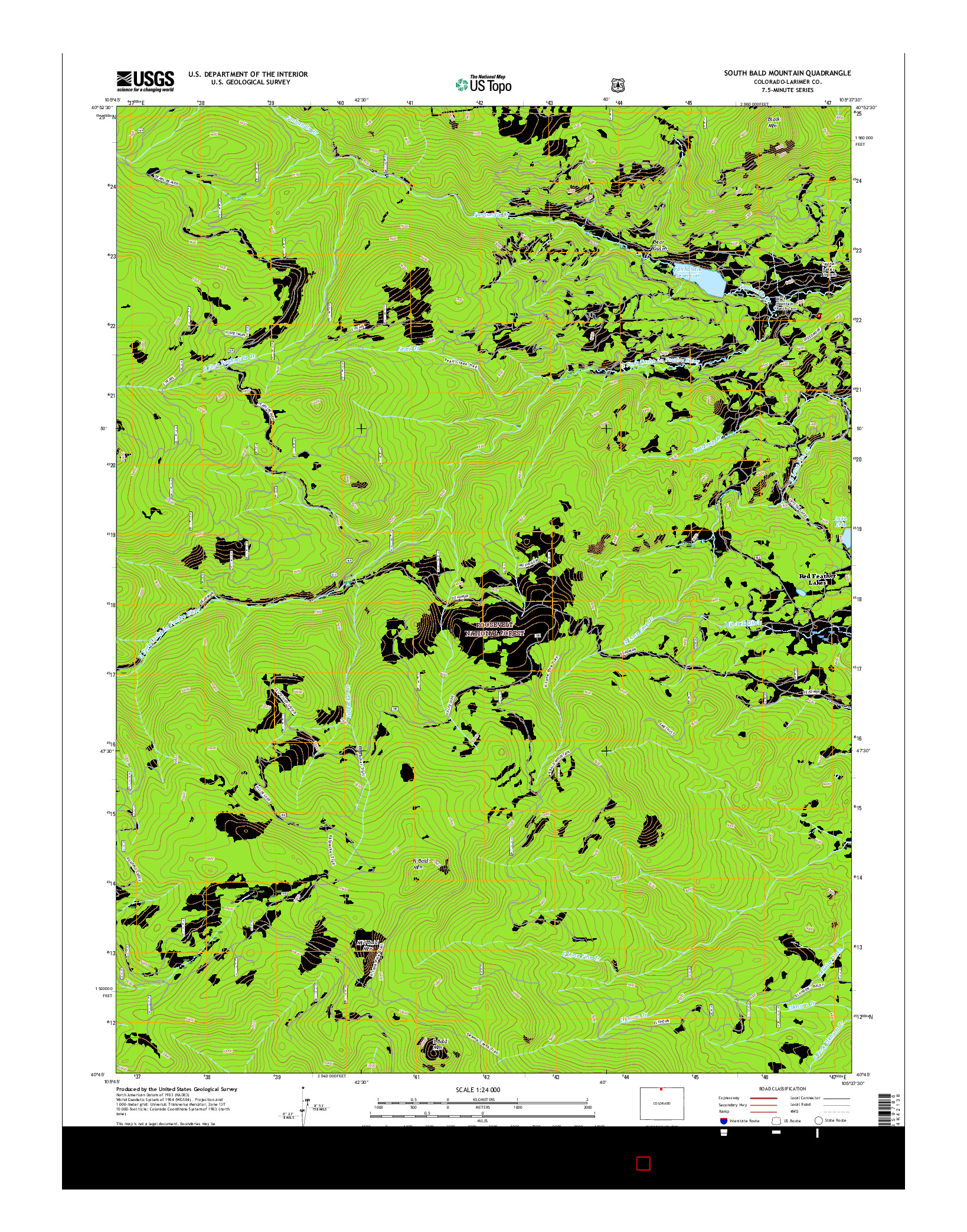 USGS US TOPO 7.5-MINUTE MAP FOR SOUTH BALD MOUNTAIN, CO 2016