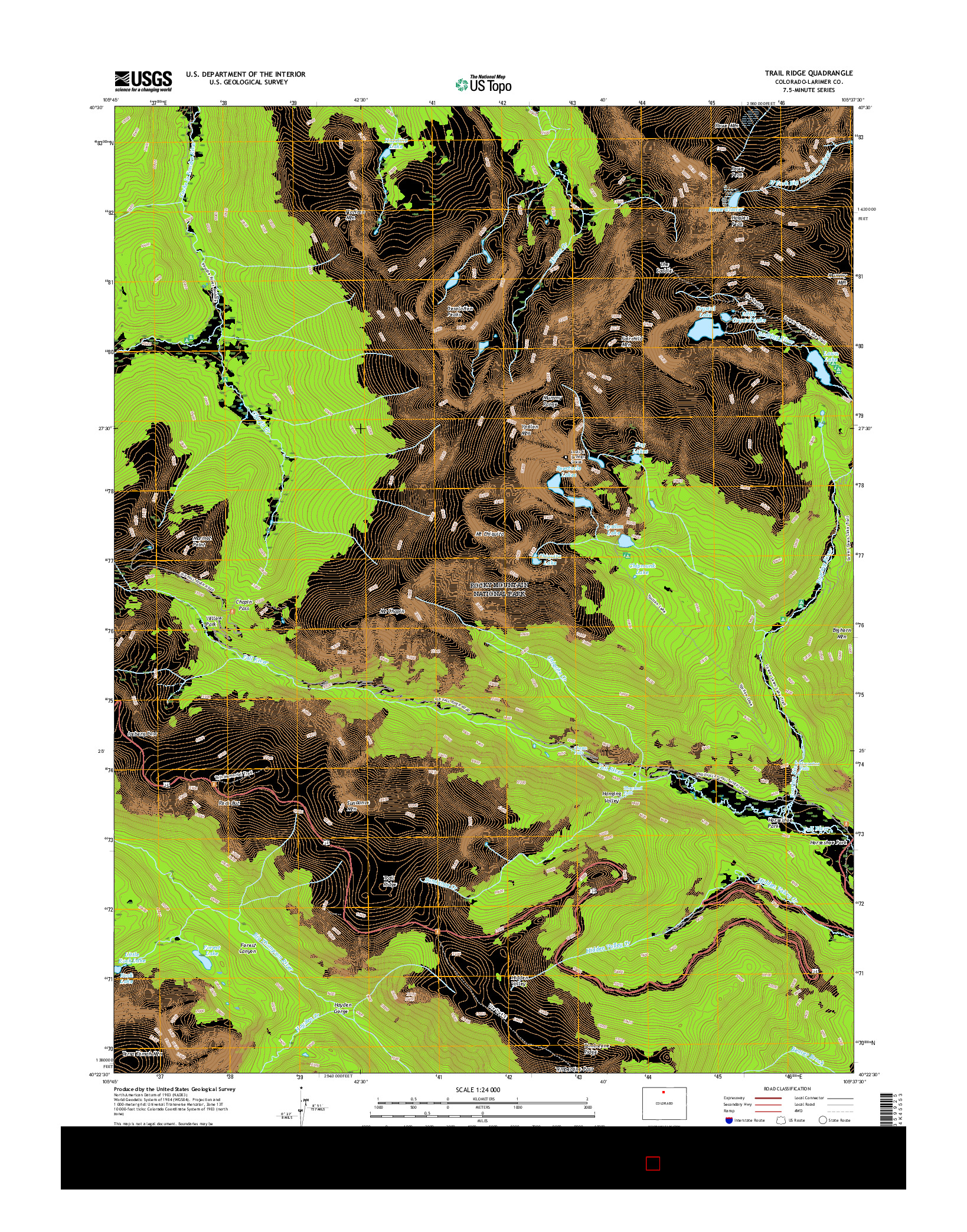 USGS US TOPO 7.5-MINUTE MAP FOR TRAIL RIDGE, CO 2016