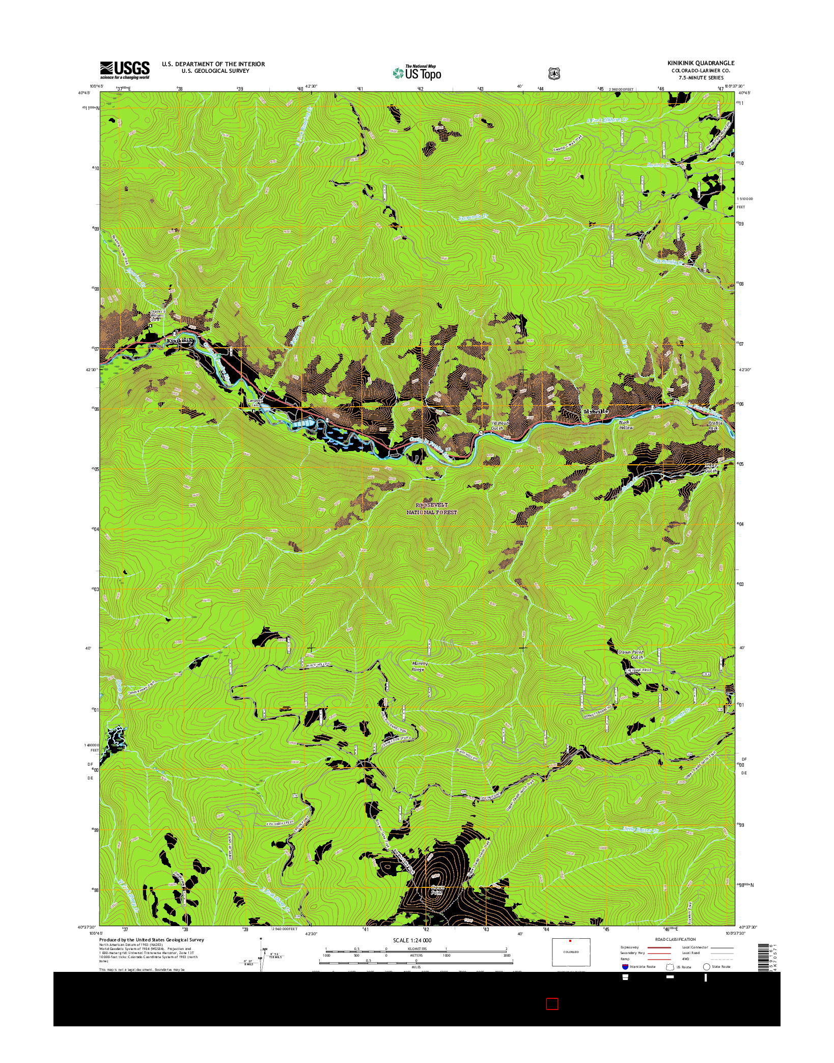 USGS US TOPO 7.5-MINUTE MAP FOR KINIKINIK, CO 2016