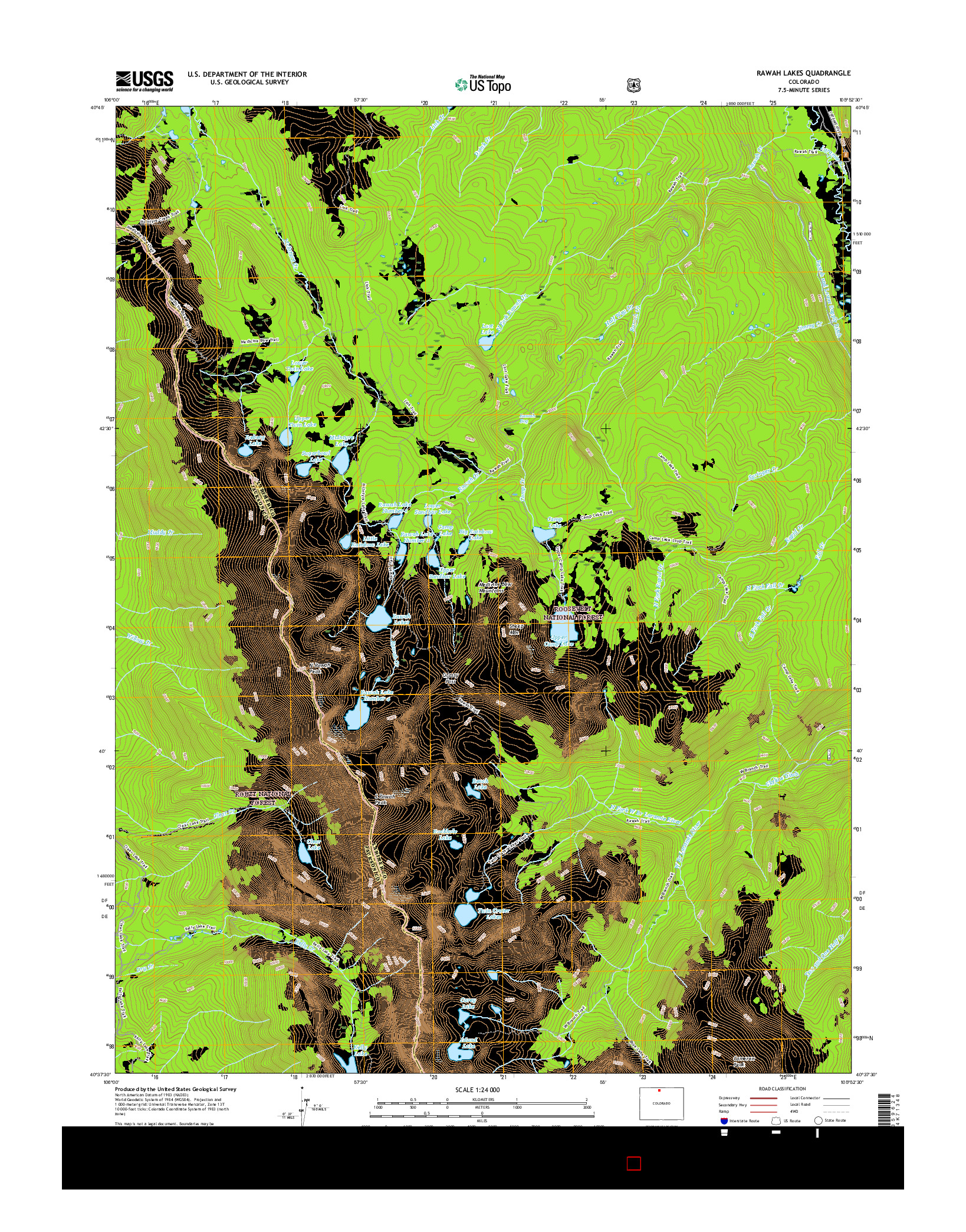 USGS US TOPO 7.5-MINUTE MAP FOR RAWAH LAKES, CO 2016