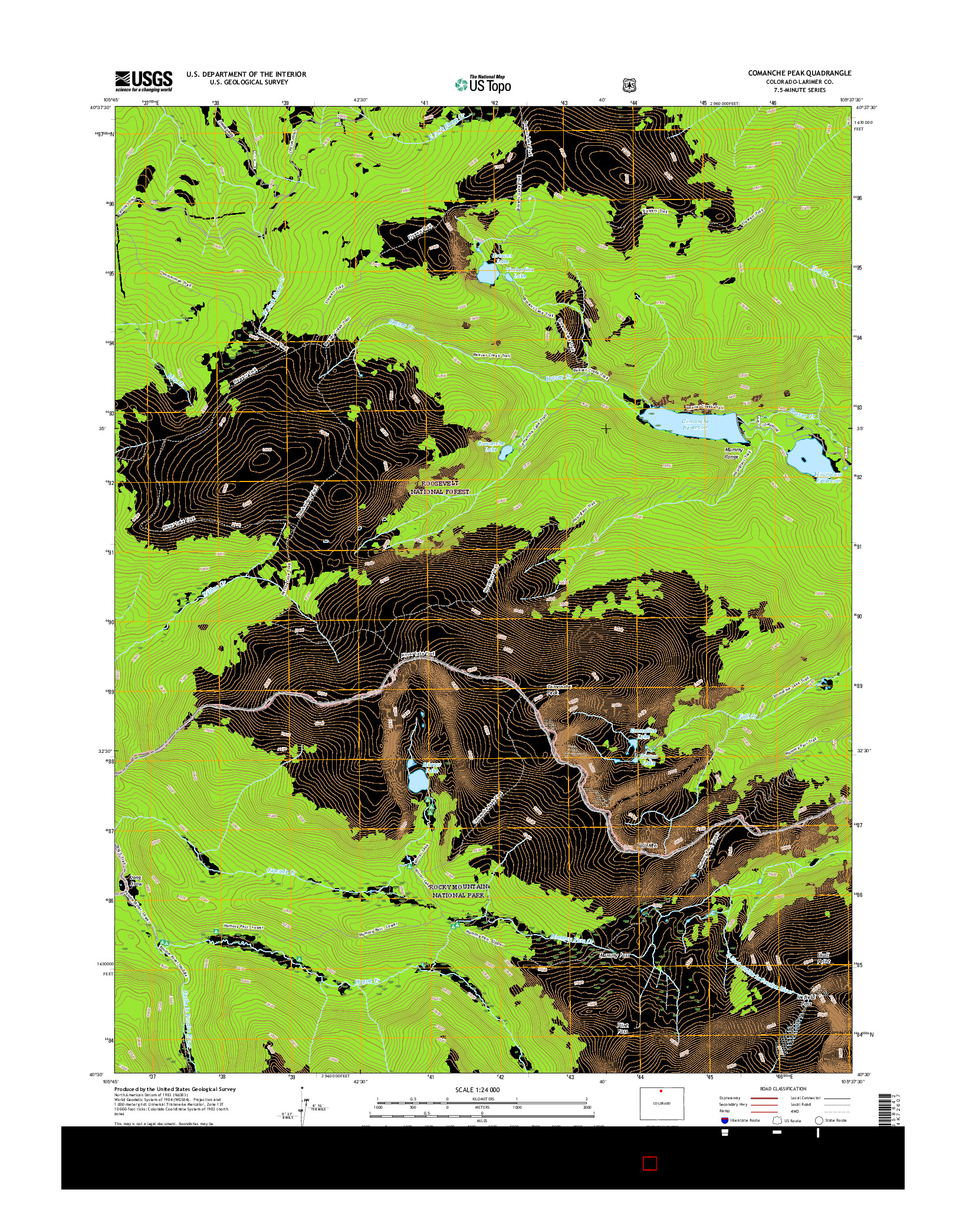 USGS US TOPO 7.5-MINUTE MAP FOR COMANCHE PEAK, CO 2016