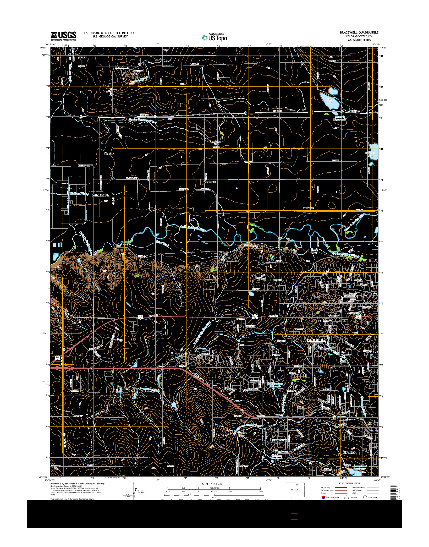 USGS US TOPO 7.5-MINUTE MAP FOR BRACEWELL, CO 2016