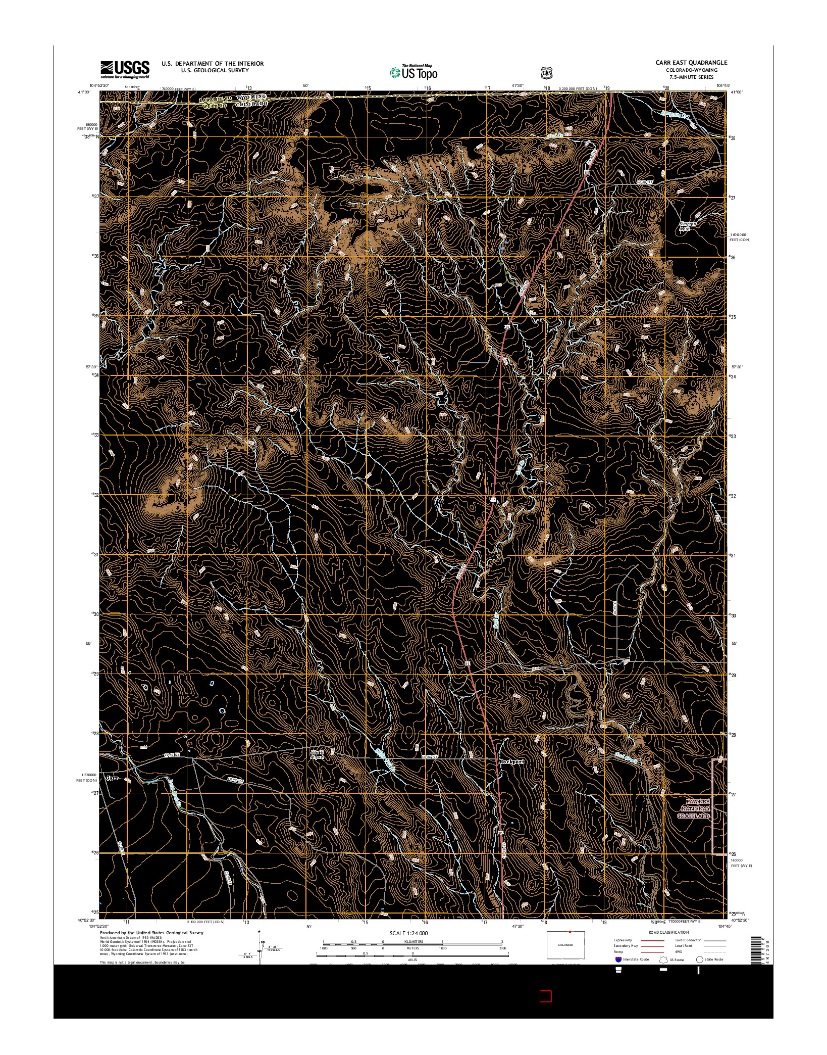 USGS US TOPO 7.5-MINUTE MAP FOR CARR EAST, CO-WY 2016