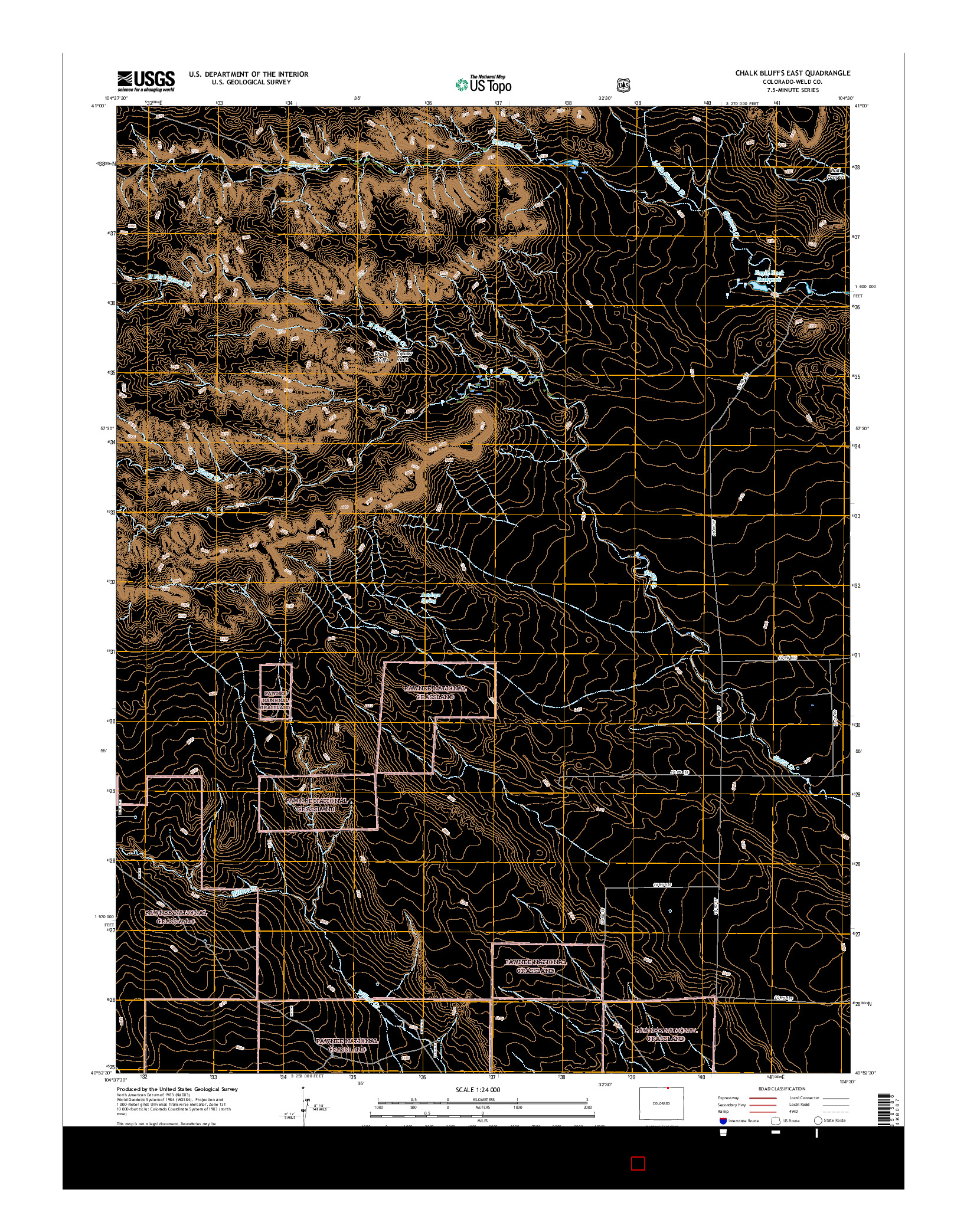 USGS US TOPO 7.5-MINUTE MAP FOR CHALK BLUFFS EAST, CO 2016