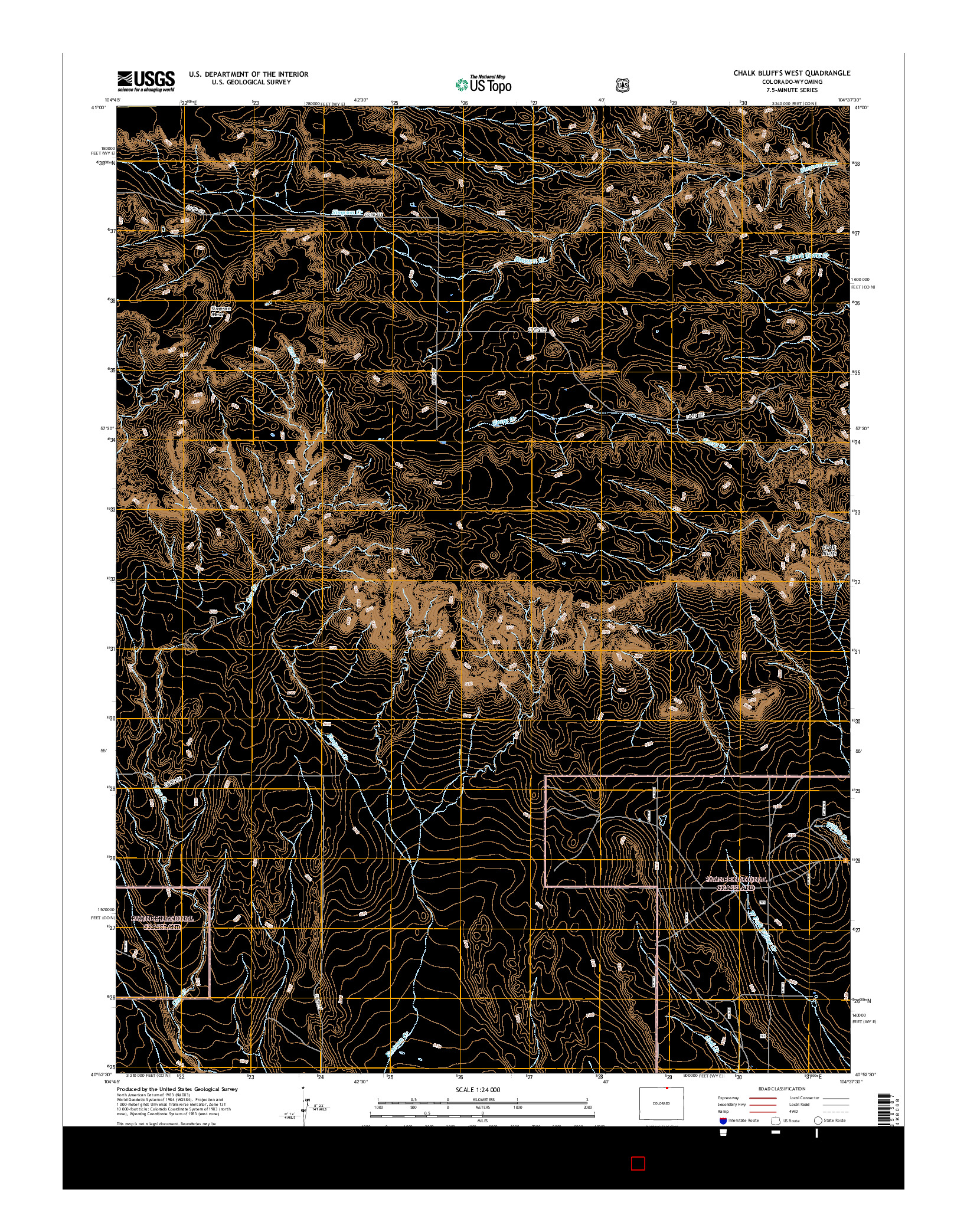 USGS US TOPO 7.5-MINUTE MAP FOR CHALK BLUFFS WEST, CO-WY 2016