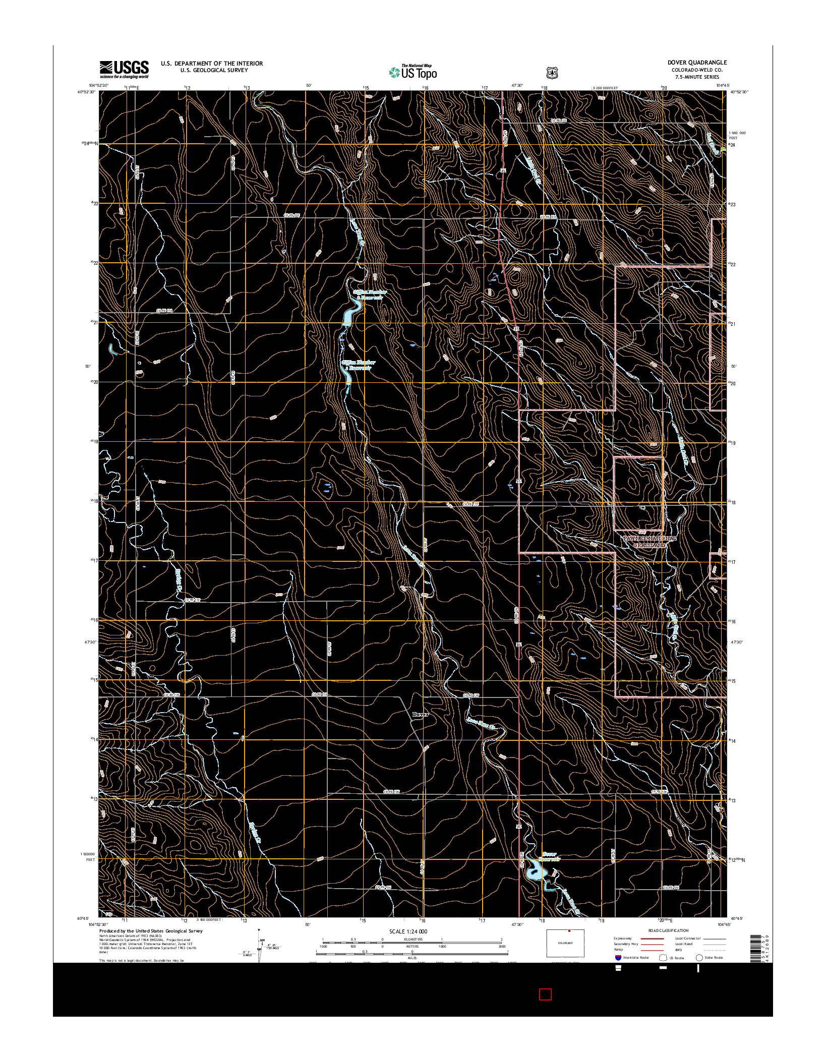 USGS US TOPO 7.5-MINUTE MAP FOR DOVER, CO 2016