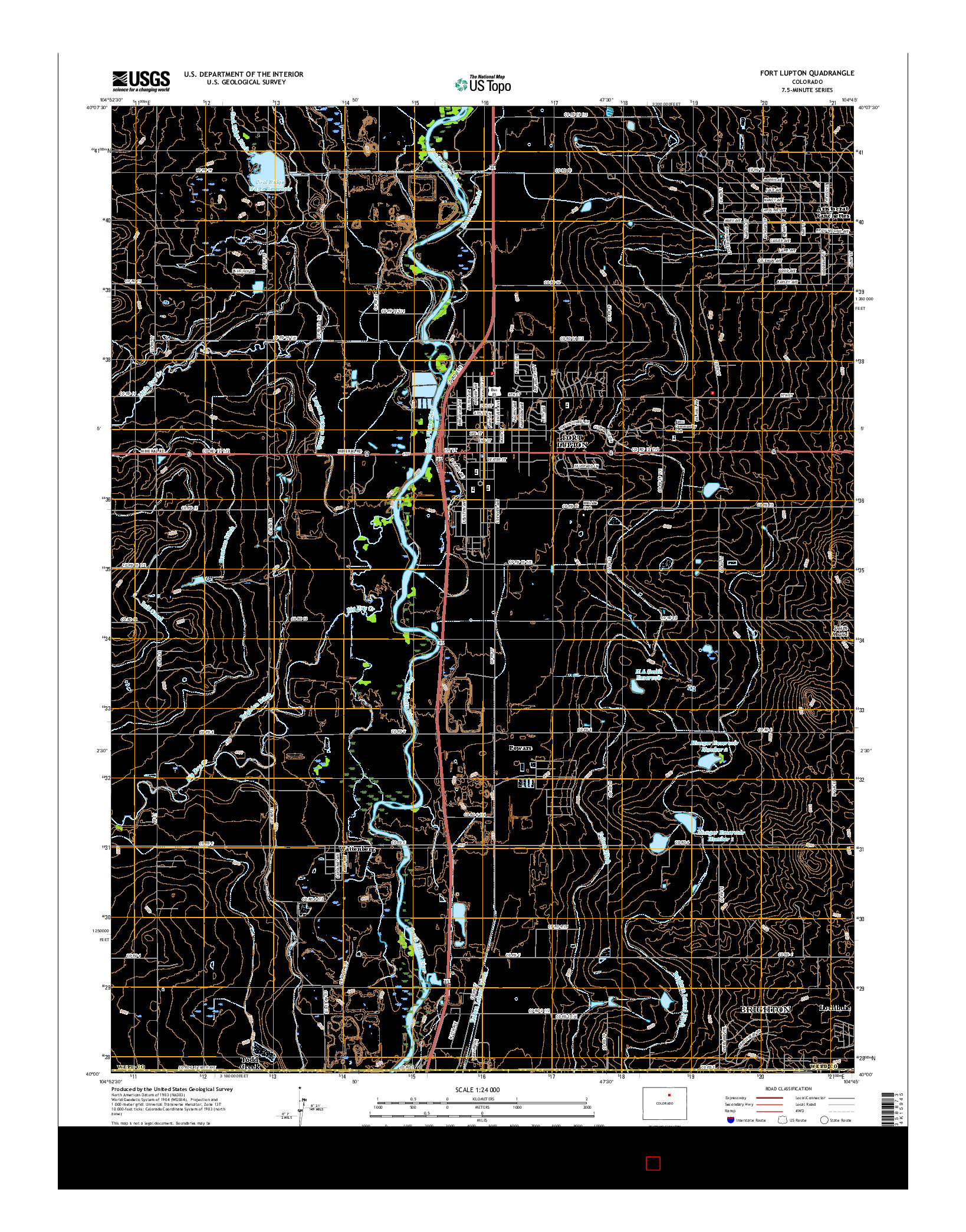 USGS US TOPO 7.5-MINUTE MAP FOR FORT LUPTON, CO 2016