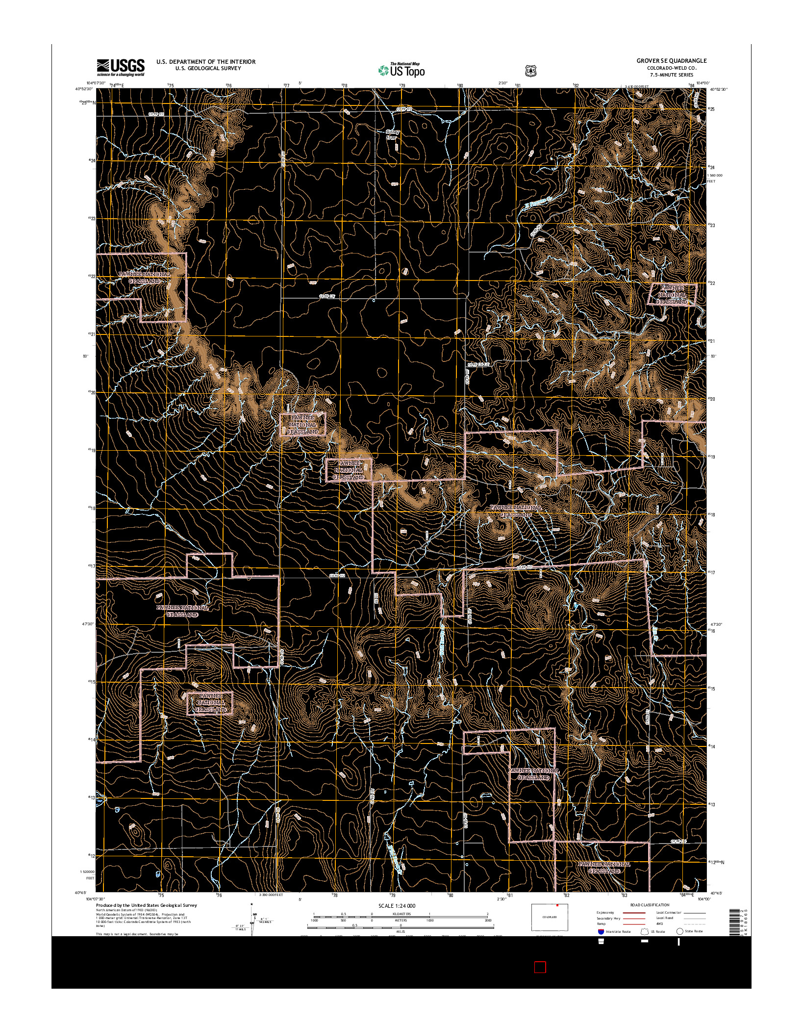 USGS US TOPO 7.5-MINUTE MAP FOR GROVER SE, CO 2016