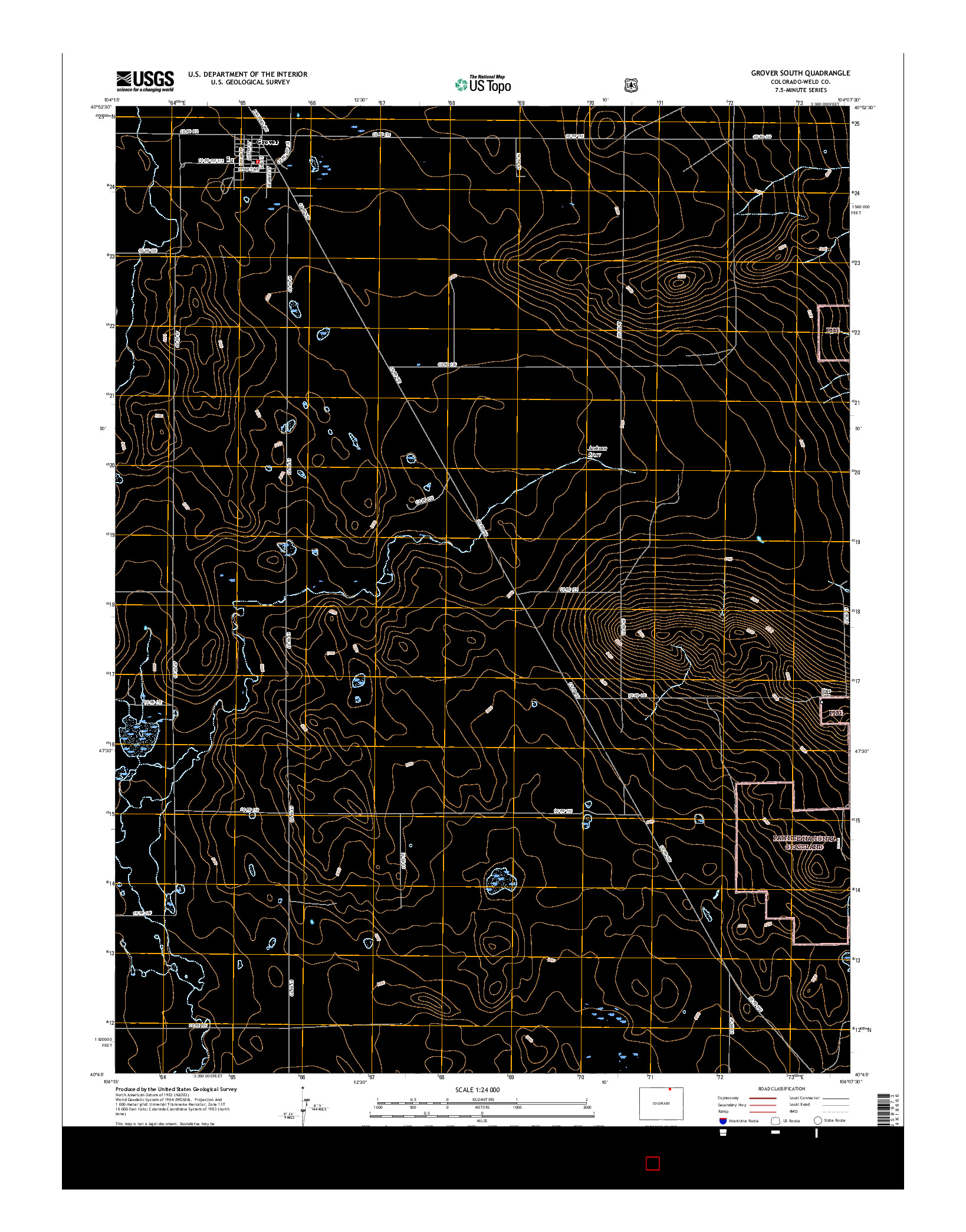 USGS US TOPO 7.5-MINUTE MAP FOR GROVER SOUTH, CO 2016