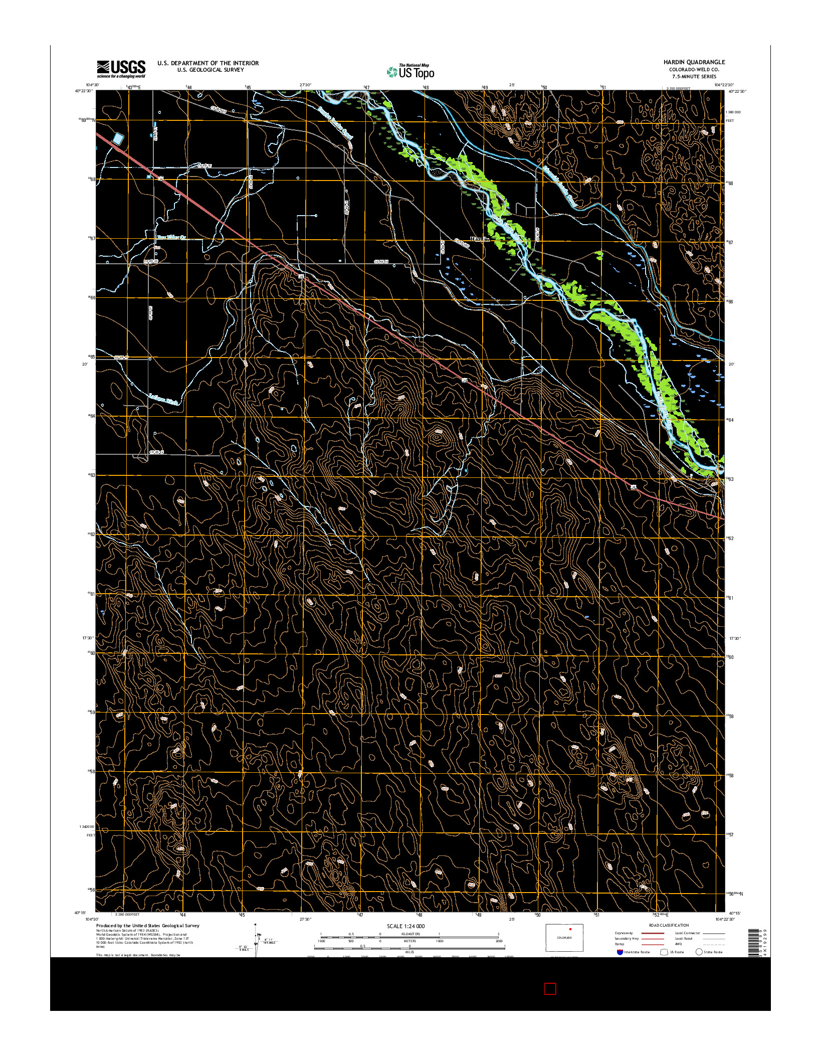 USGS US TOPO 7.5-MINUTE MAP FOR HARDIN, CO 2016