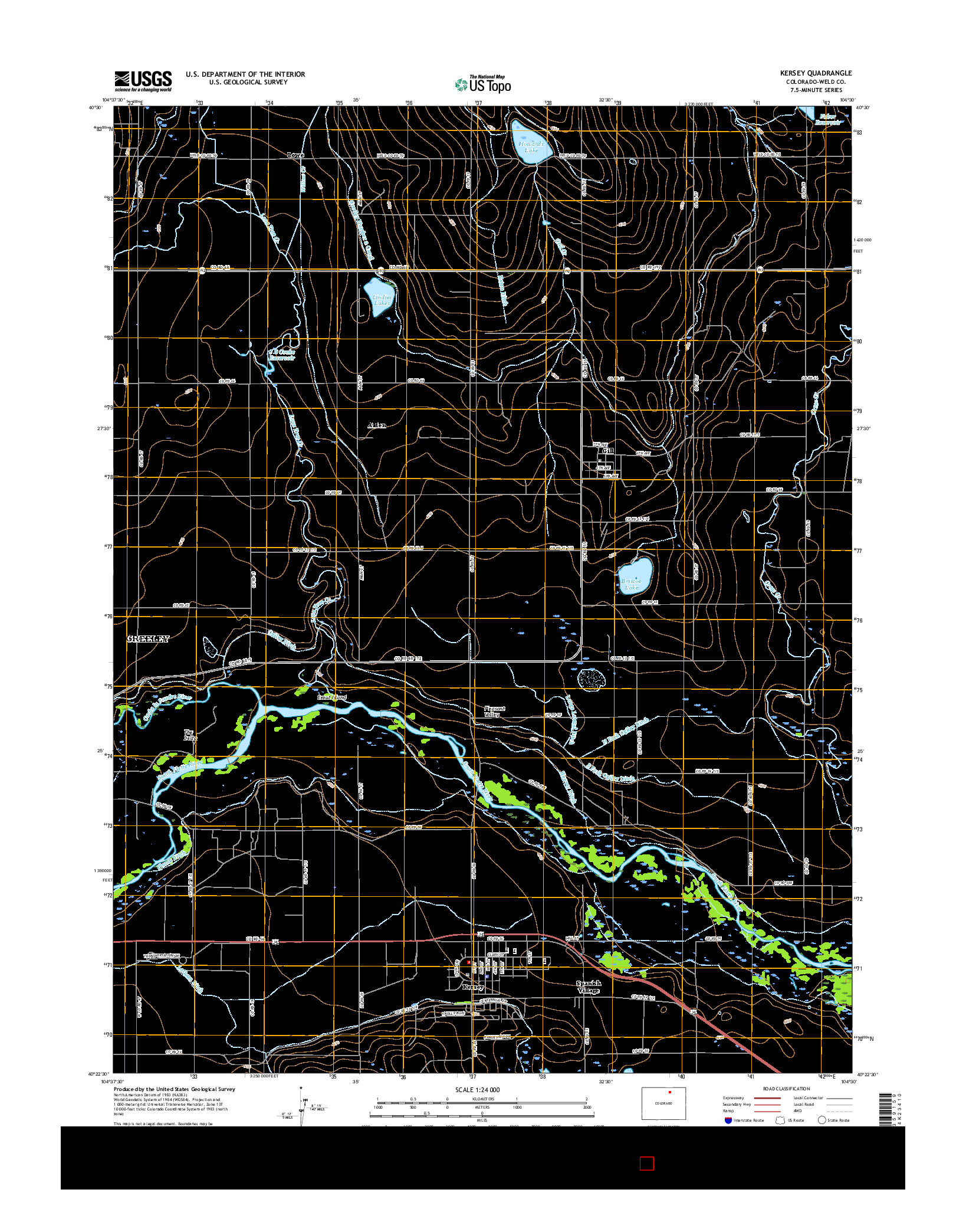 USGS US TOPO 7.5-MINUTE MAP FOR KERSEY, CO 2016