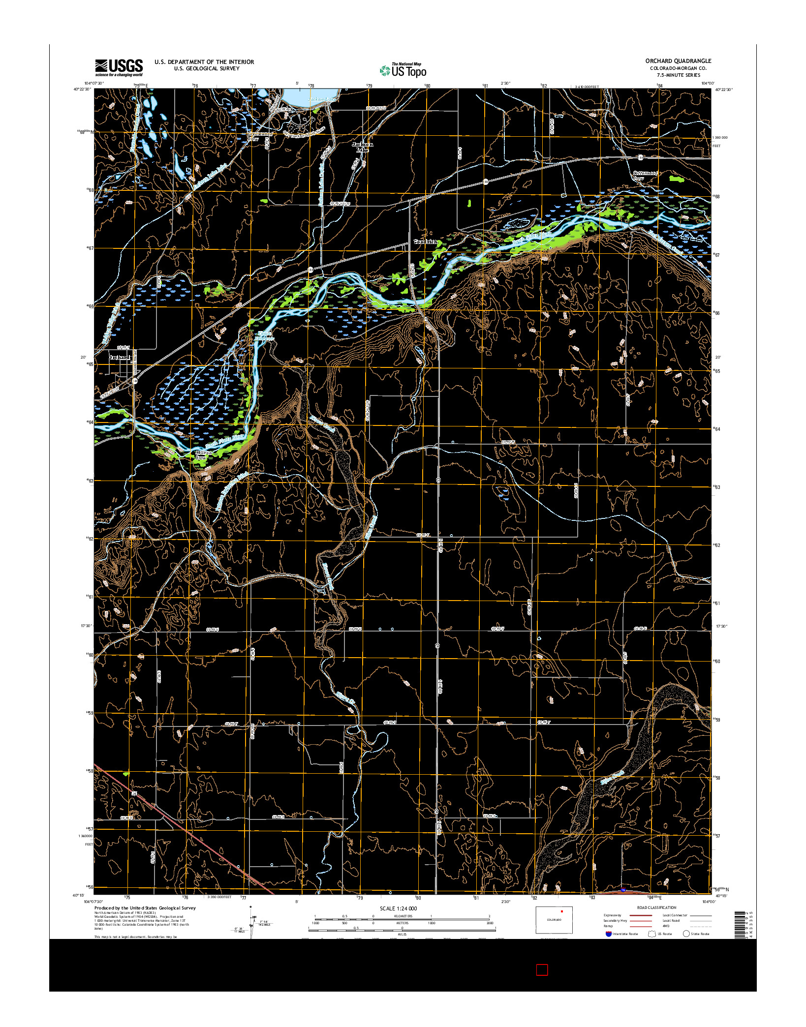 USGS US TOPO 7.5-MINUTE MAP FOR ORCHARD, CO 2016