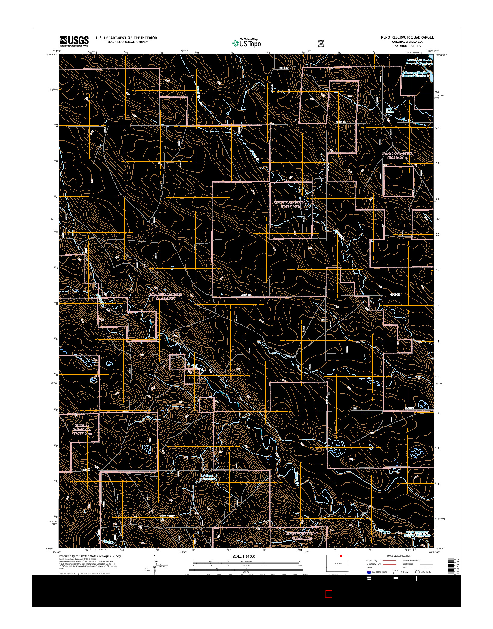 USGS US TOPO 7.5-MINUTE MAP FOR RENO RESERVOIR, CO 2016