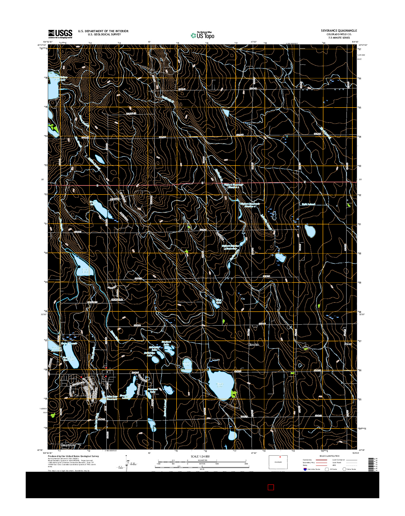 USGS US TOPO 7.5-MINUTE MAP FOR SEVERANCE, CO 2016