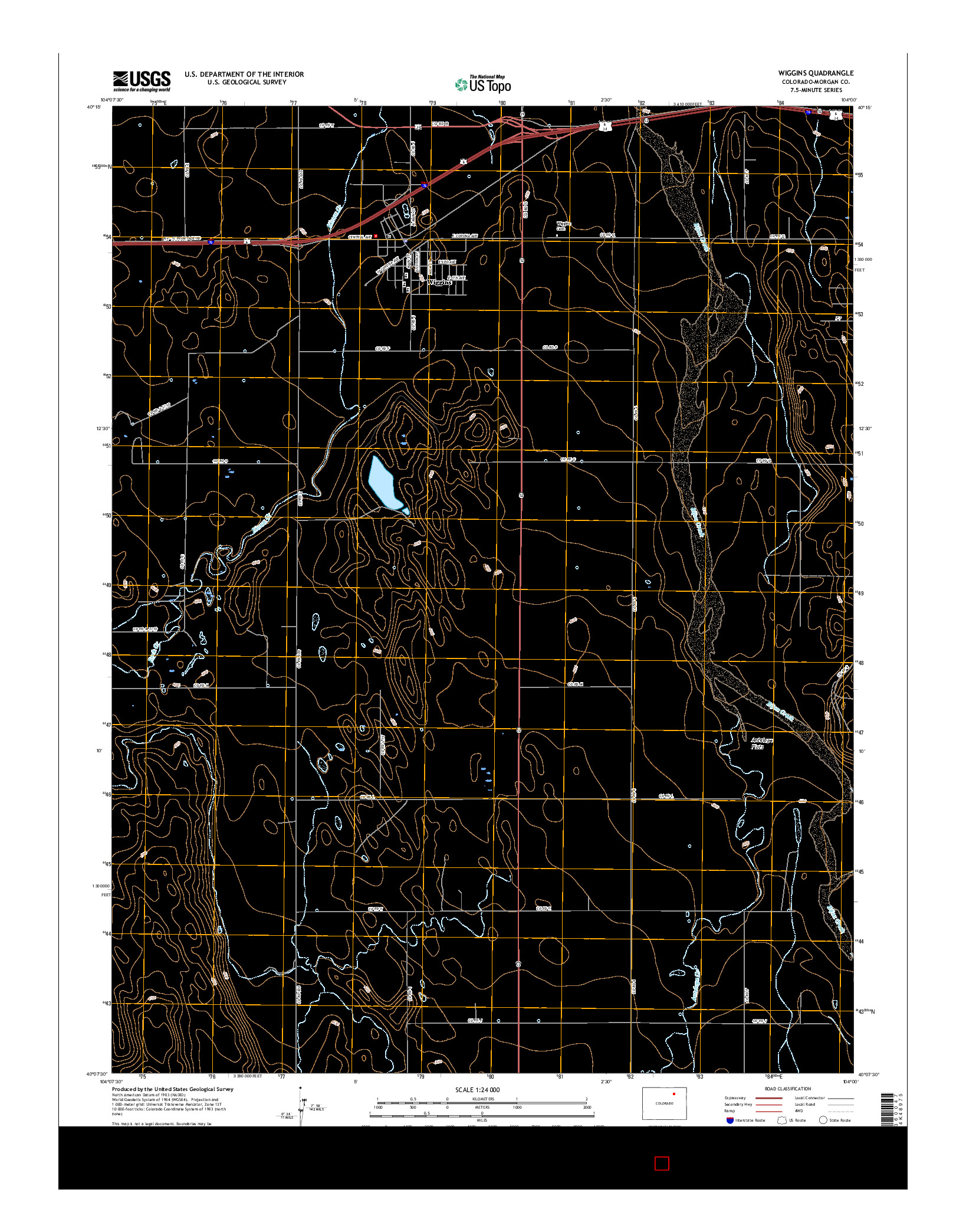 USGS US TOPO 7.5-MINUTE MAP FOR WIGGINS, CO 2016