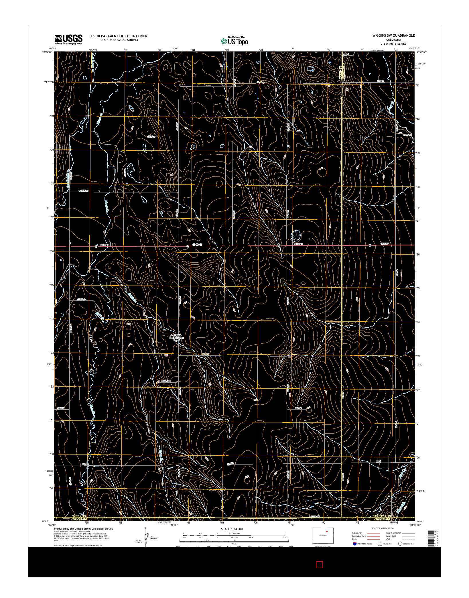 USGS US TOPO 7.5-MINUTE MAP FOR WIGGINS SW, CO 2016
