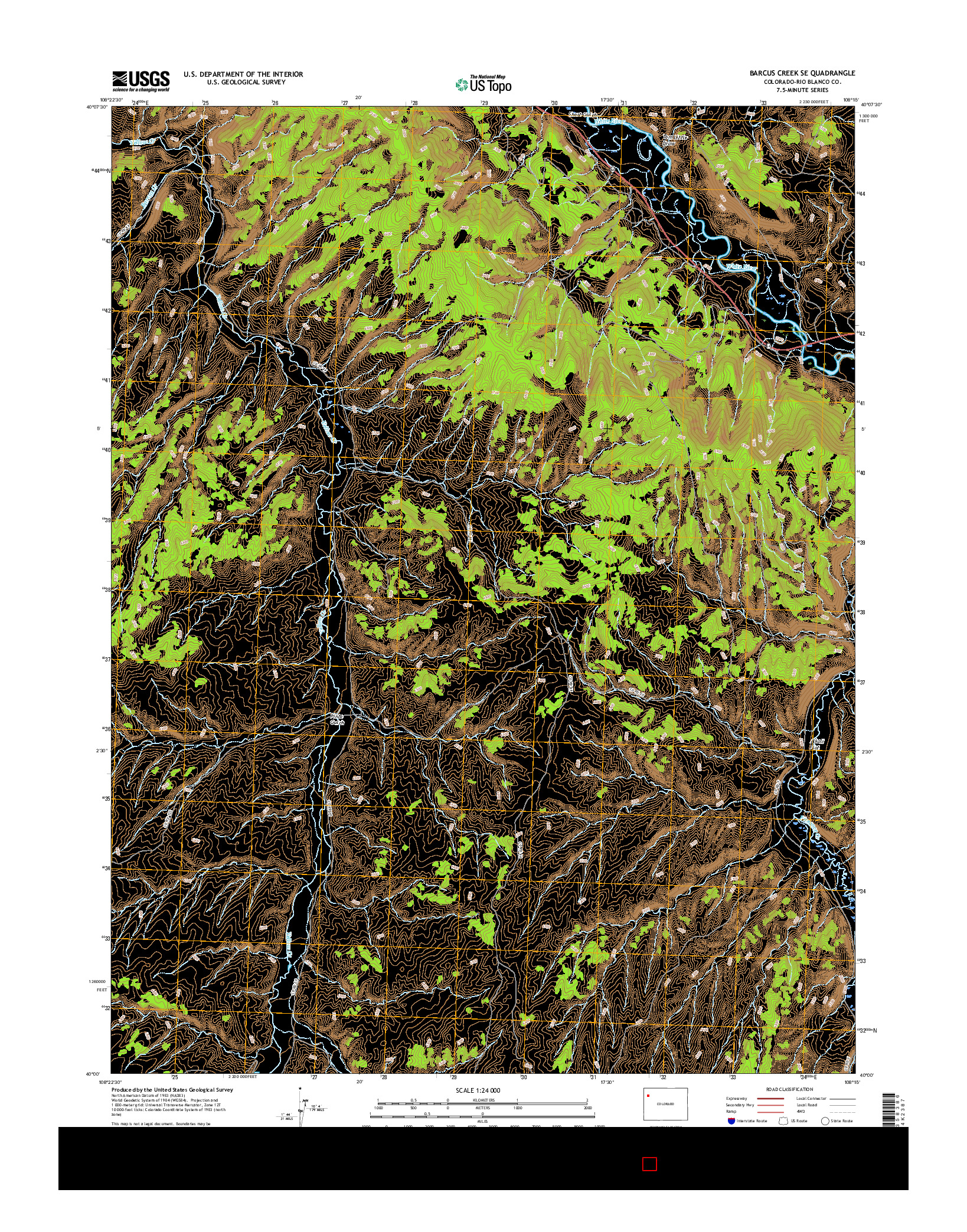 USGS US TOPO 7.5-MINUTE MAP FOR BARCUS CREEK SE, CO 2016